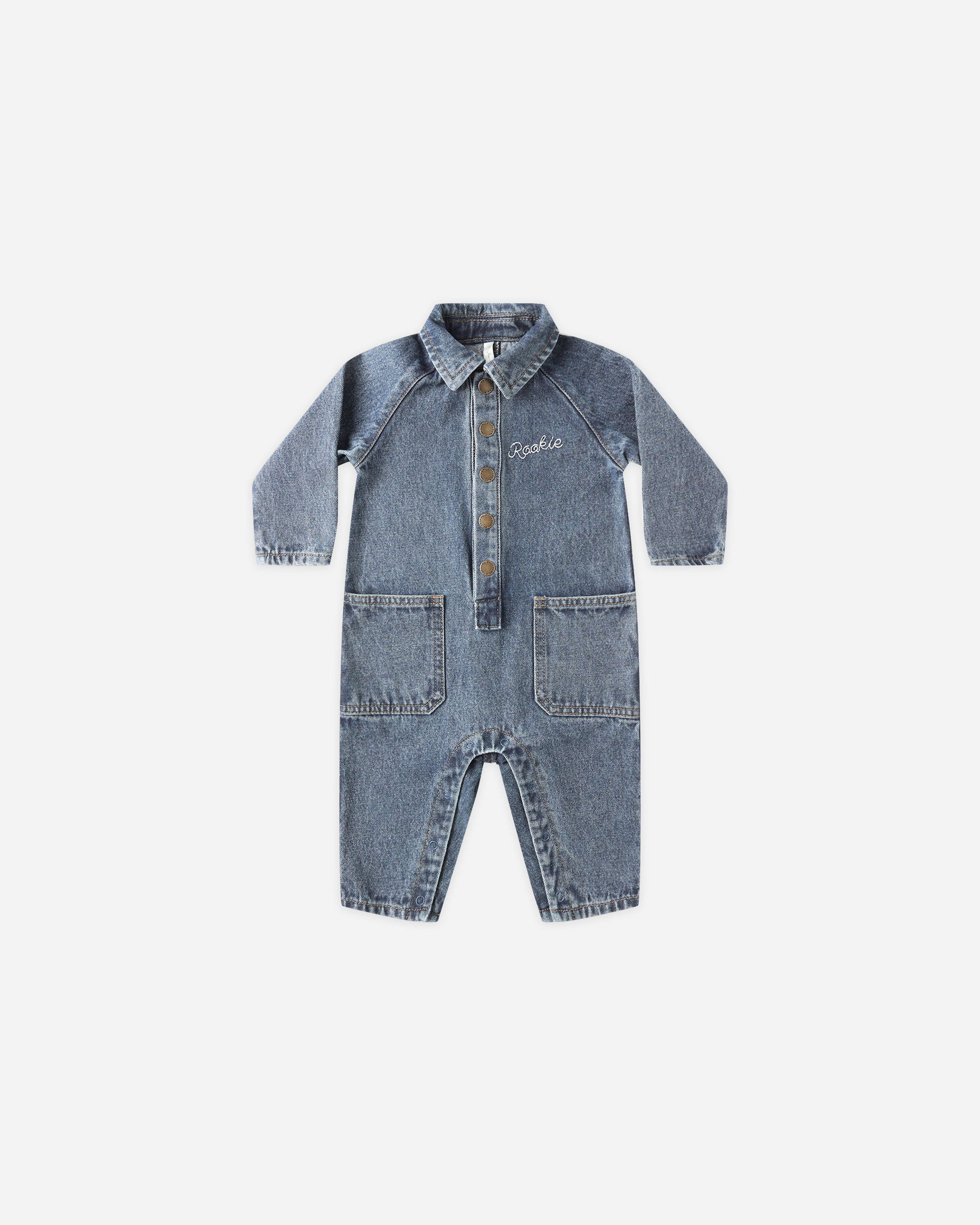 Combinaison bébé à col || Denim indigo