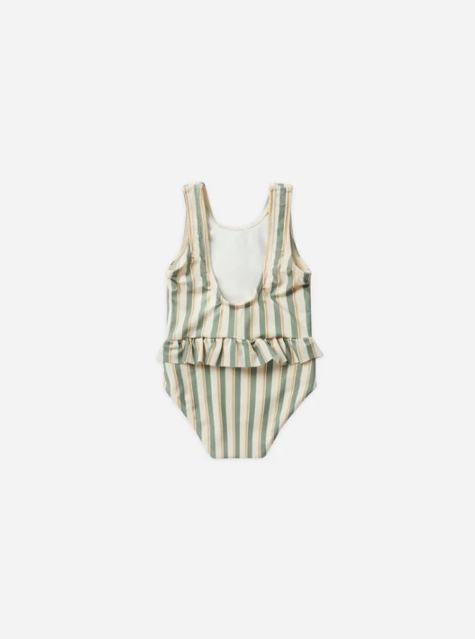 Skirted One-Piece  ||  Aqua Stripe