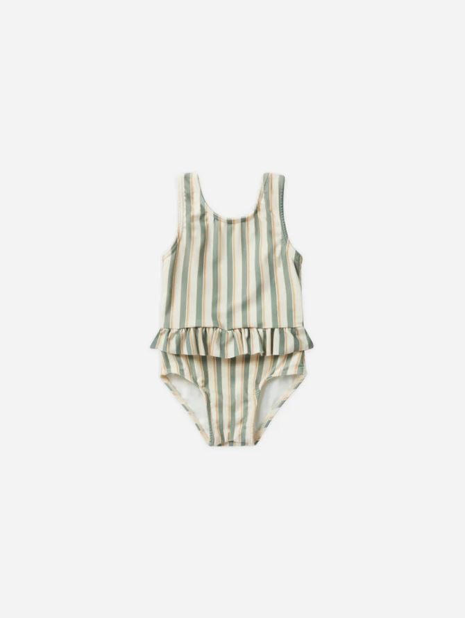 Skirted One-Piece  ||  Aqua Stripe