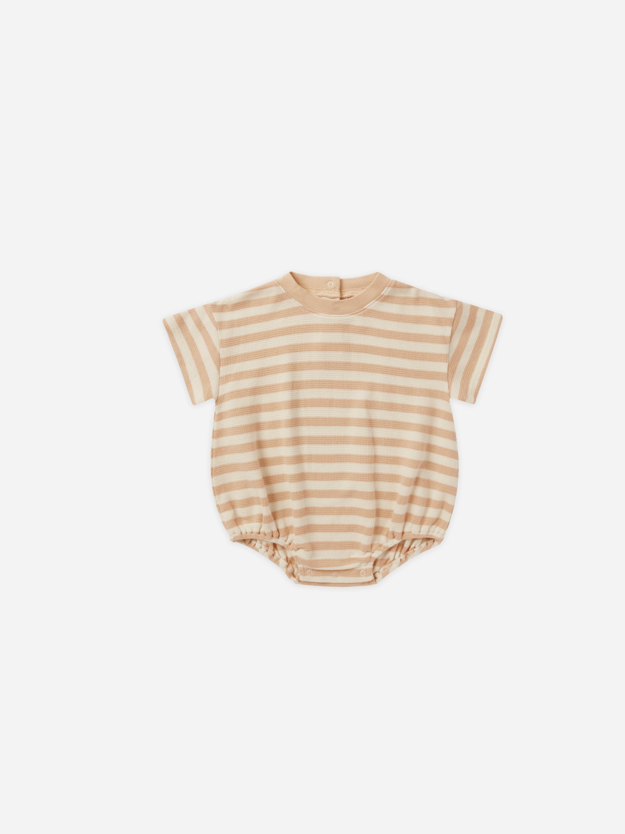 Relaxed Bubble Romper || Apricot Stripe - Rylee + Cru | Kids Clothes | Trendy Baby Clothes | Modern Infant Outfits |