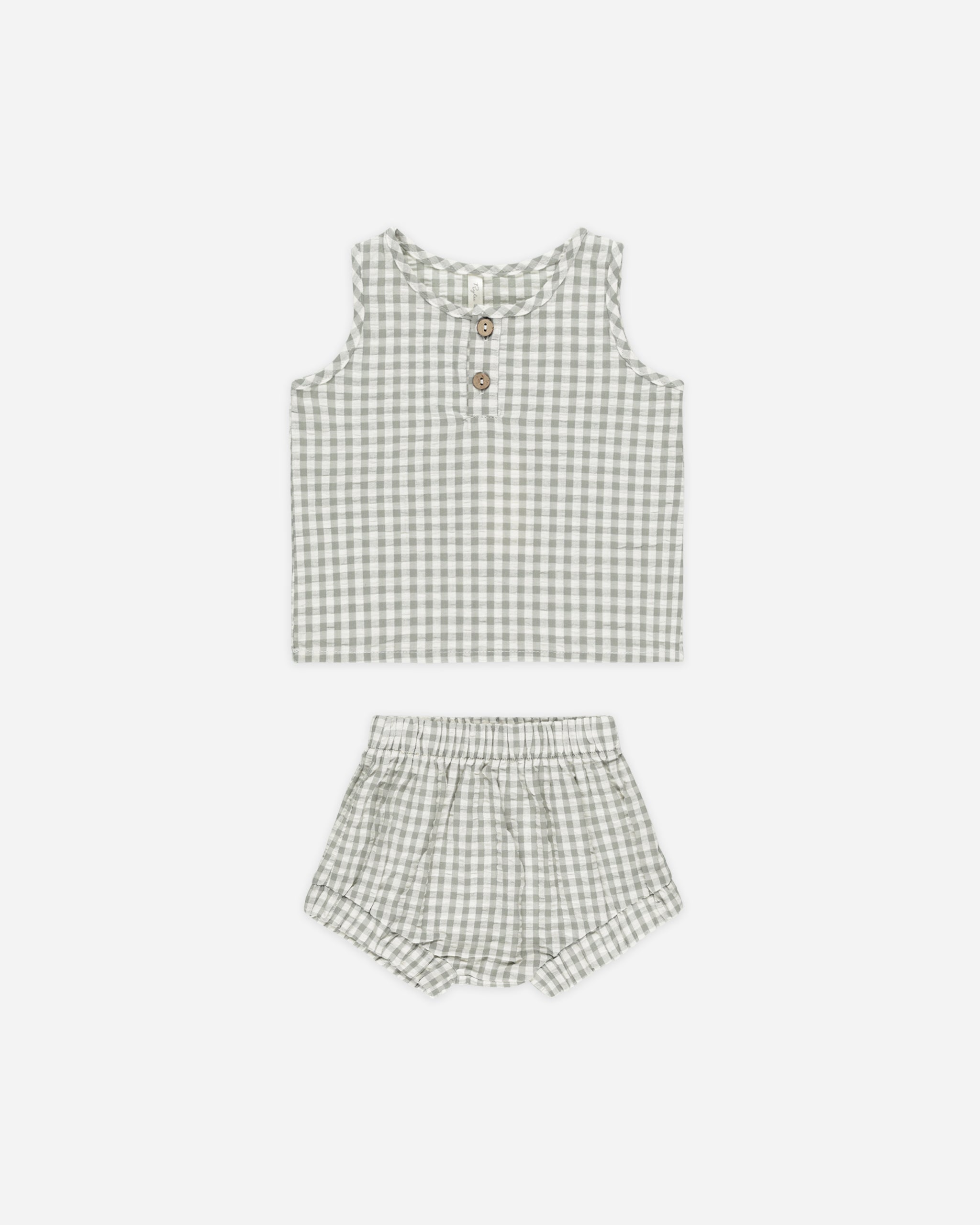 Ava Gauze Button Tank - Eucalyptus main image 0