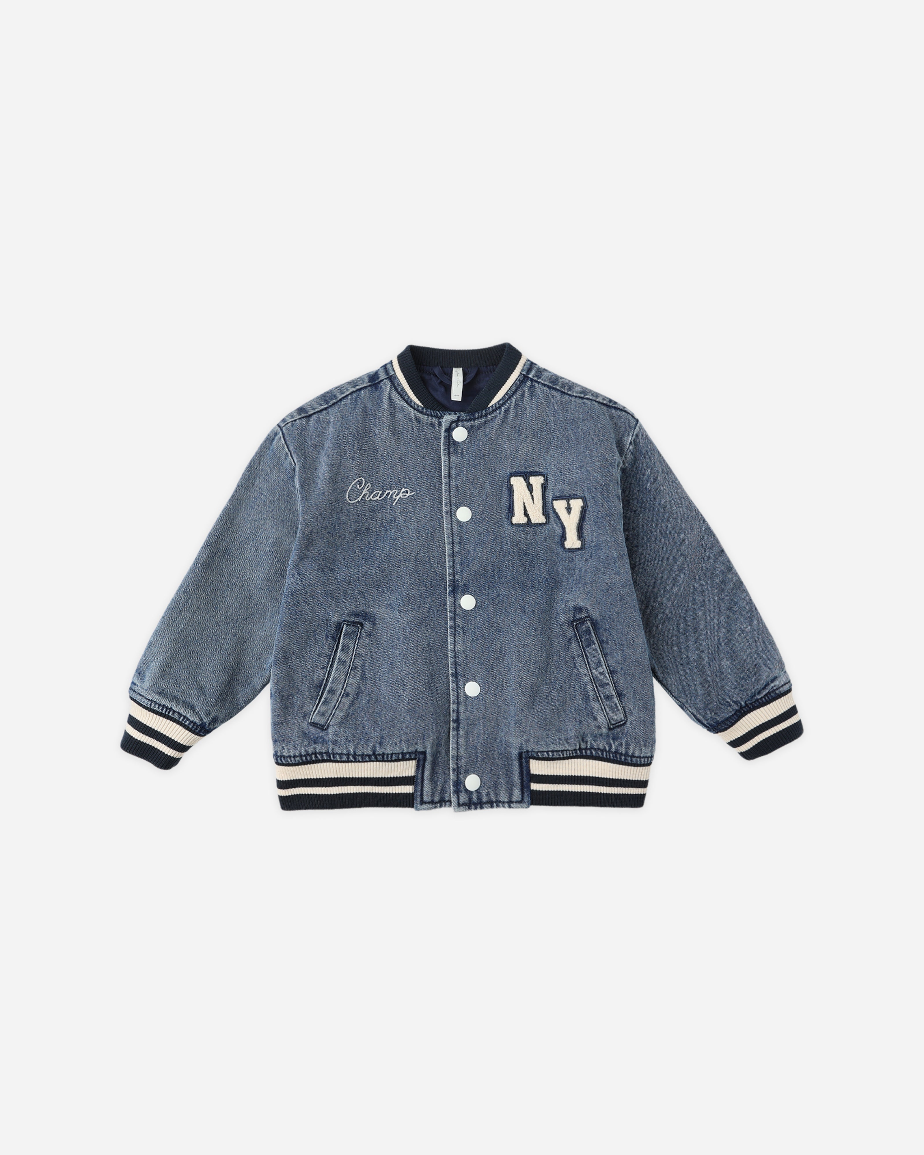 Varsity Jacket || Indigo Denim – Rylee + Cru Canada