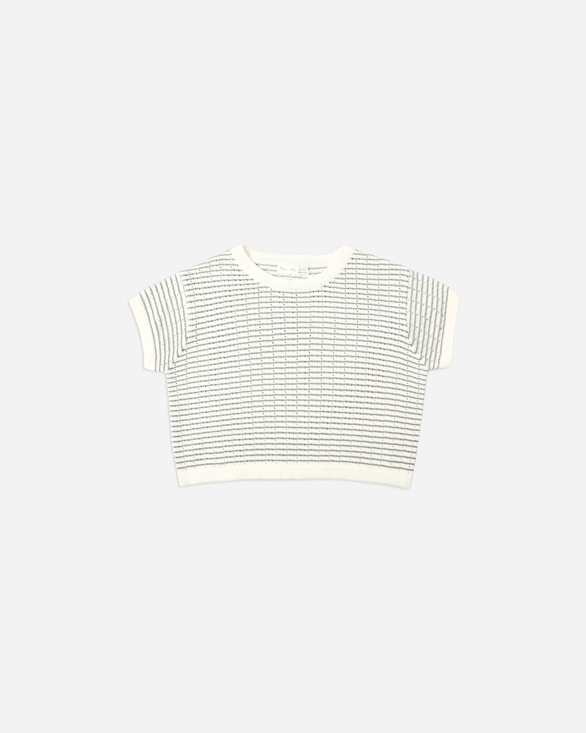 Boxy Crop Knit Tee || Dusty Blue Stripe - Rylee + Cru | Kids Clothes | Trendy Baby Clothes | Modern Infant Outfits |