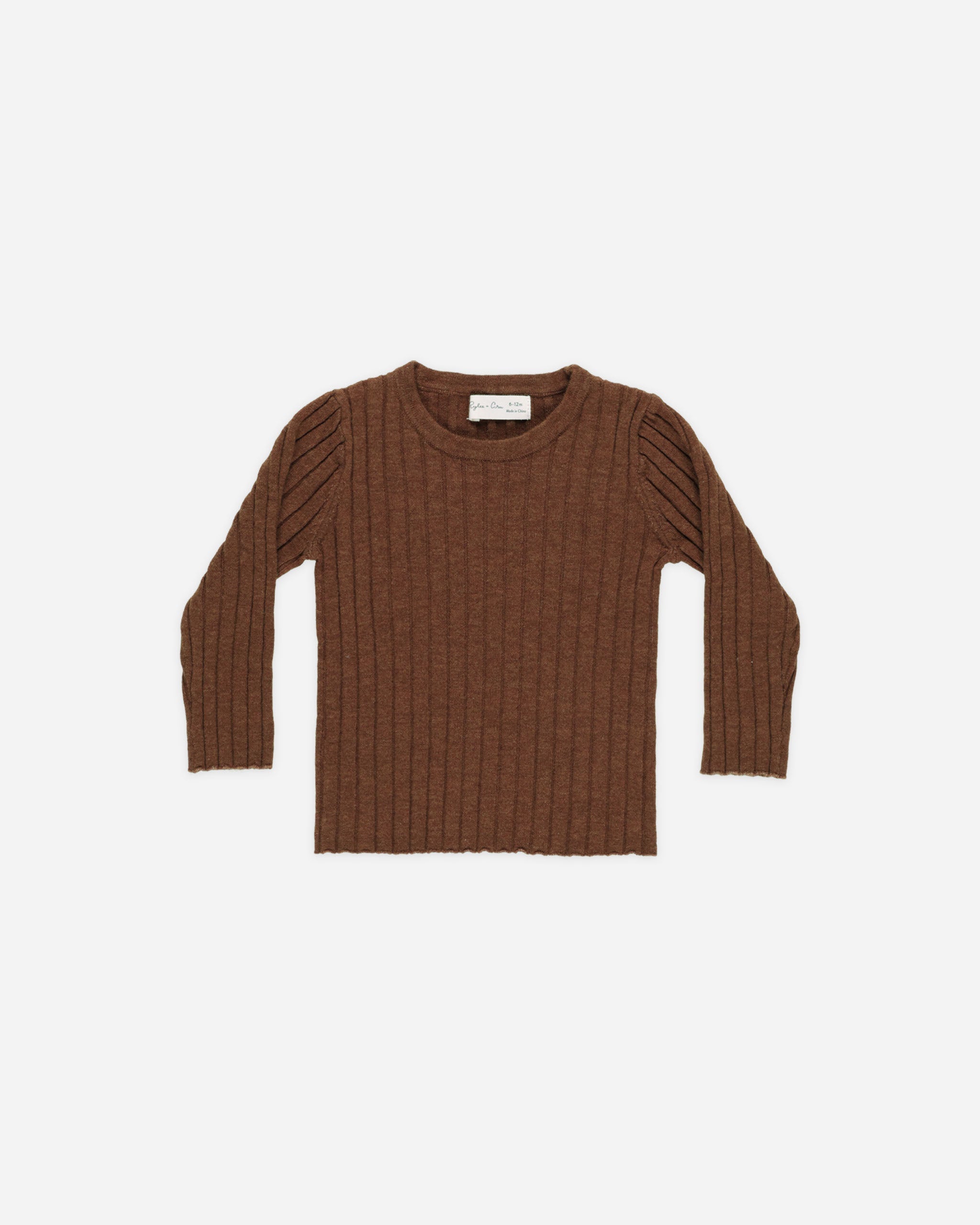 Long Sleeve Knit Top || Brown - Rylee + Cru | Kids Clothes | Trendy Baby Clothes | Modern Infant Outfits |