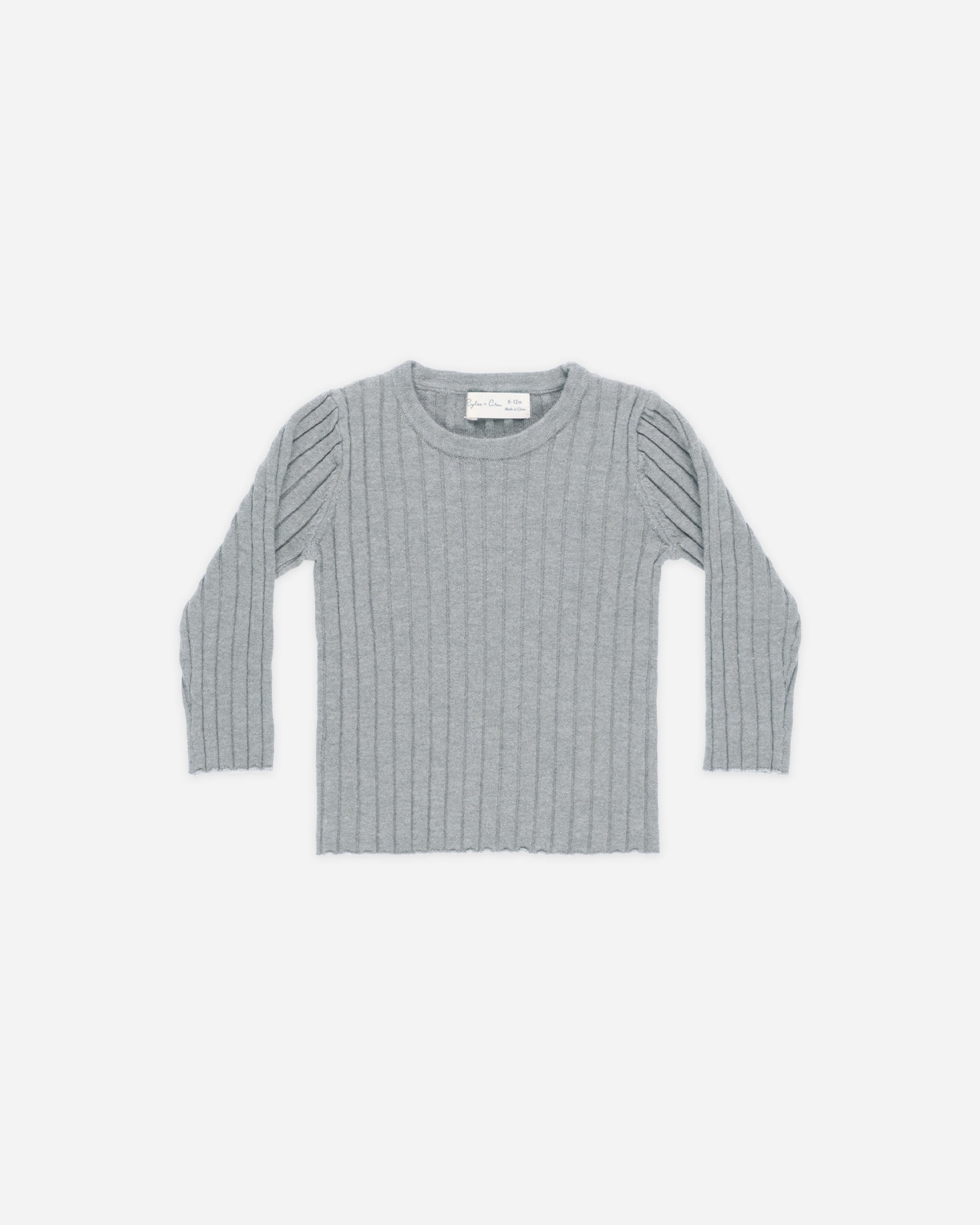 Long Sleeve Knit Top || Dusty Blue - Rylee + Cru | Kids Clothes | Trendy Baby Clothes | Modern Infant Outfits |