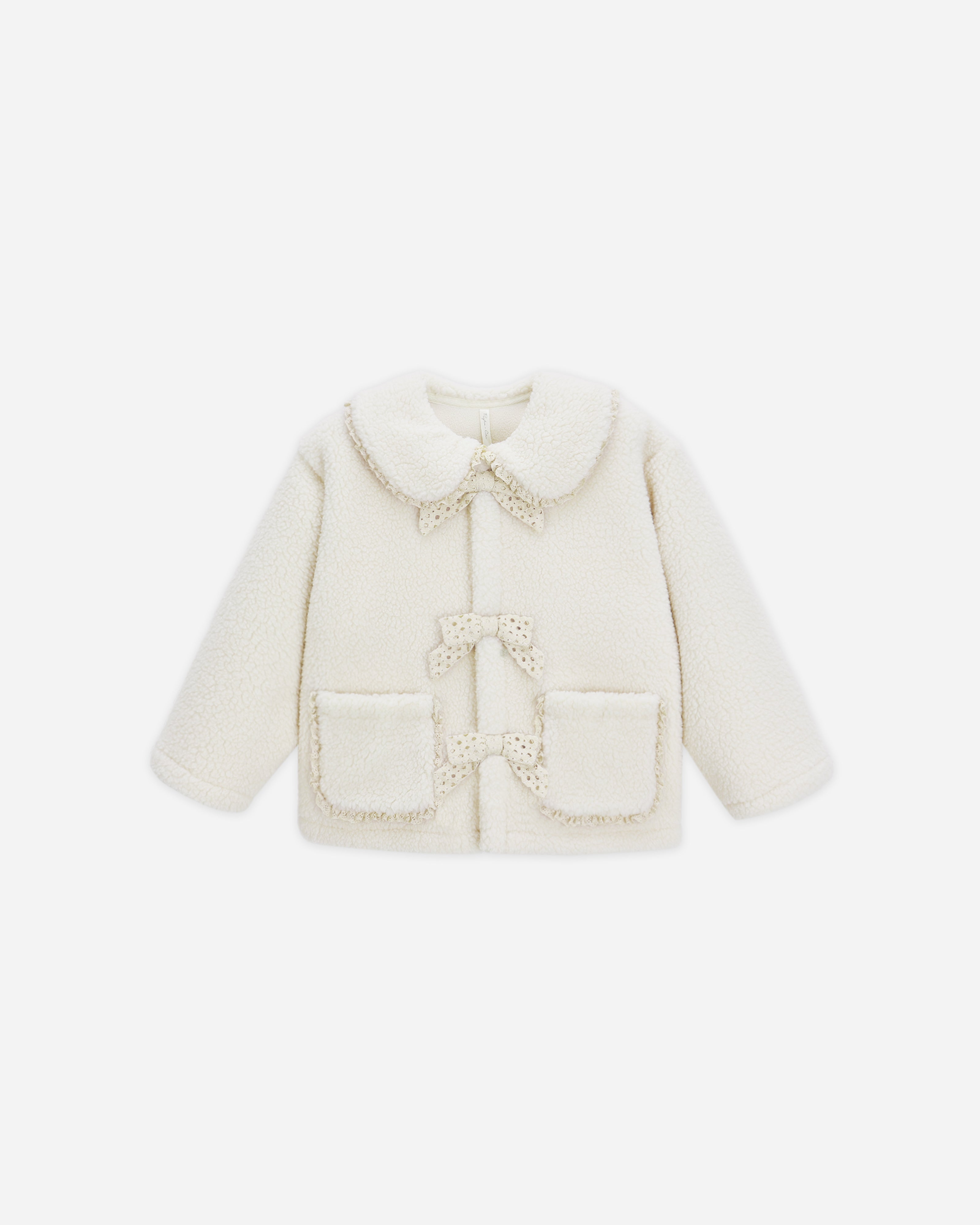 Manteau à col en peau lainée || Naturel