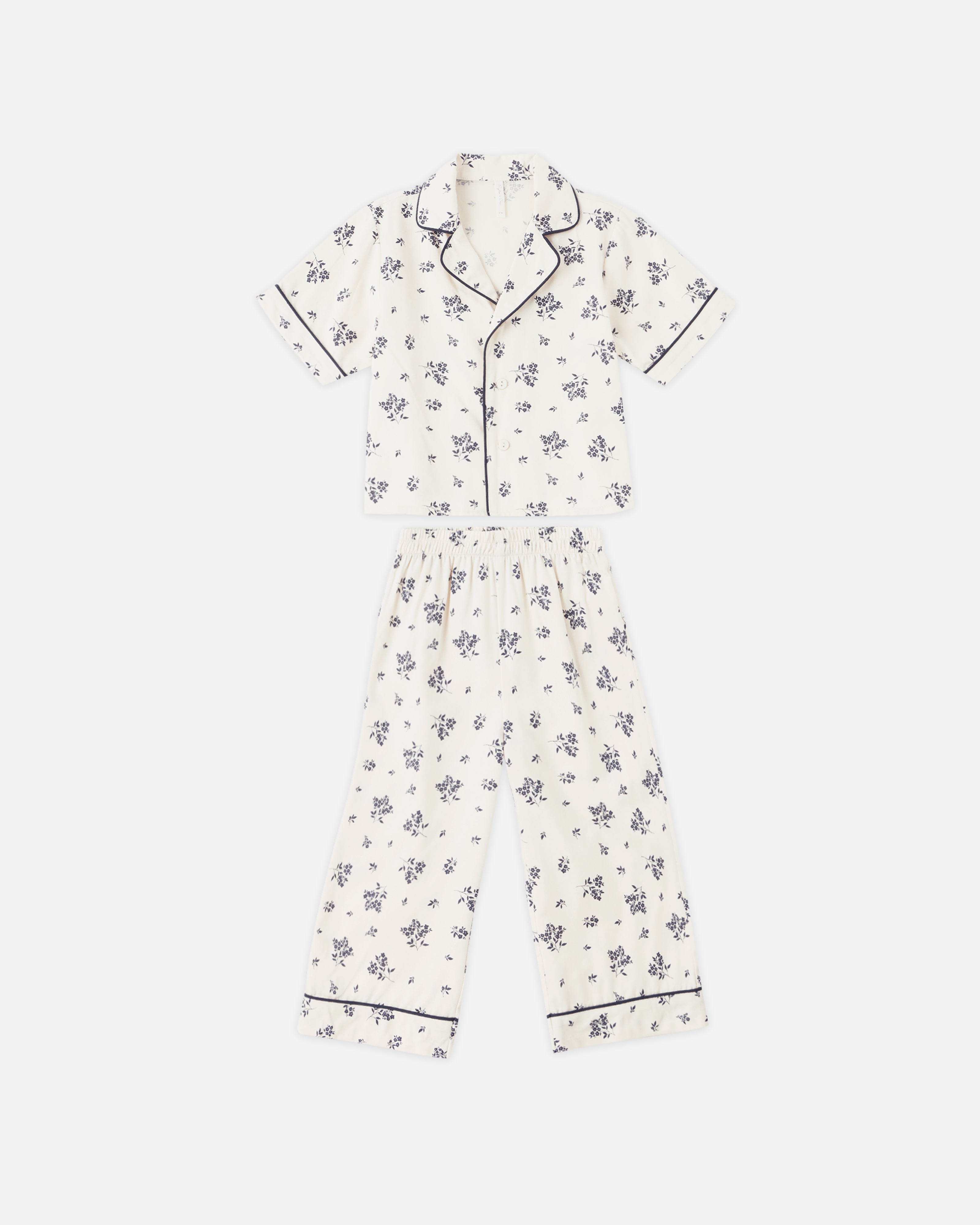 Ensemble pyjama tissé || Motif floral bleu