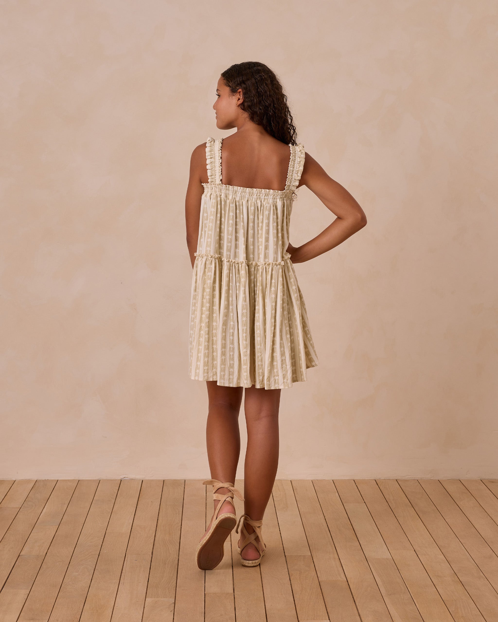Robe Cicily || Rayures palmiers pour adolescentes