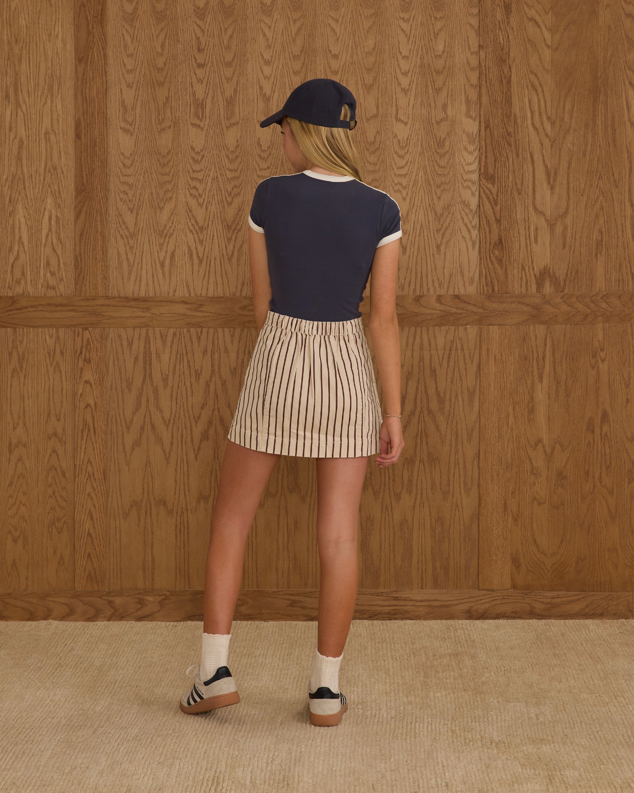 Denver Mini Skirt | Burgundy Pinstripe Teen