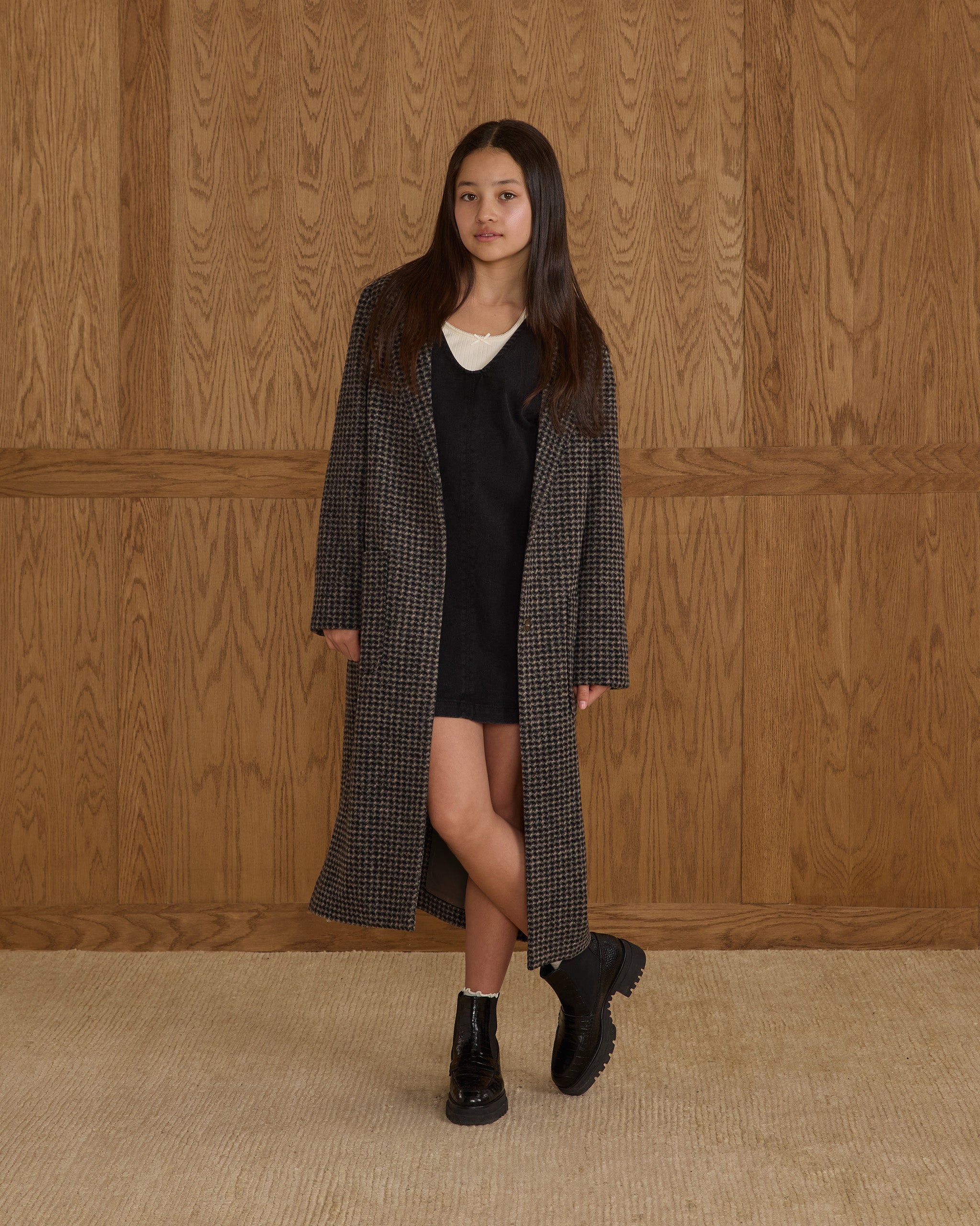 Longline Coat || Micro Check - Rylee + Cru | Kids Clothes | Trendy Baby Clothes | Modern Infant Outfits |