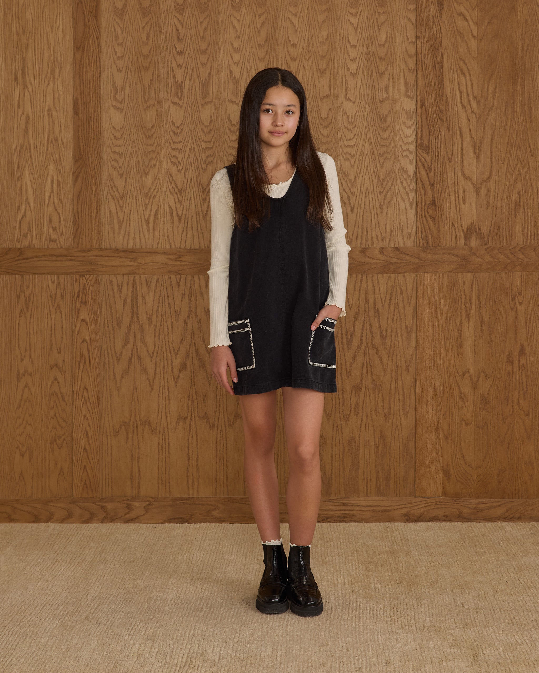 V-neck Overall Dress || Washed Black – Rylee + Cru Canada