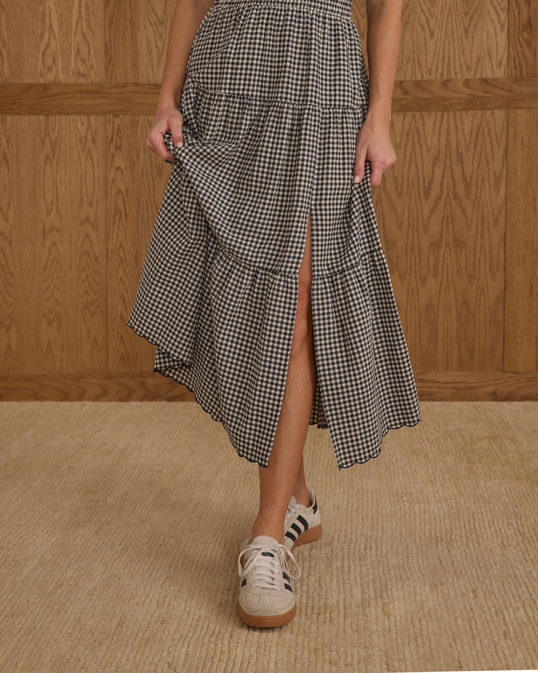 Tiered Midi Skirt | Black Gingham - Rylee + Cru | Kids Clothes | Trendy Baby Clothes | Modern Infant Outfits |