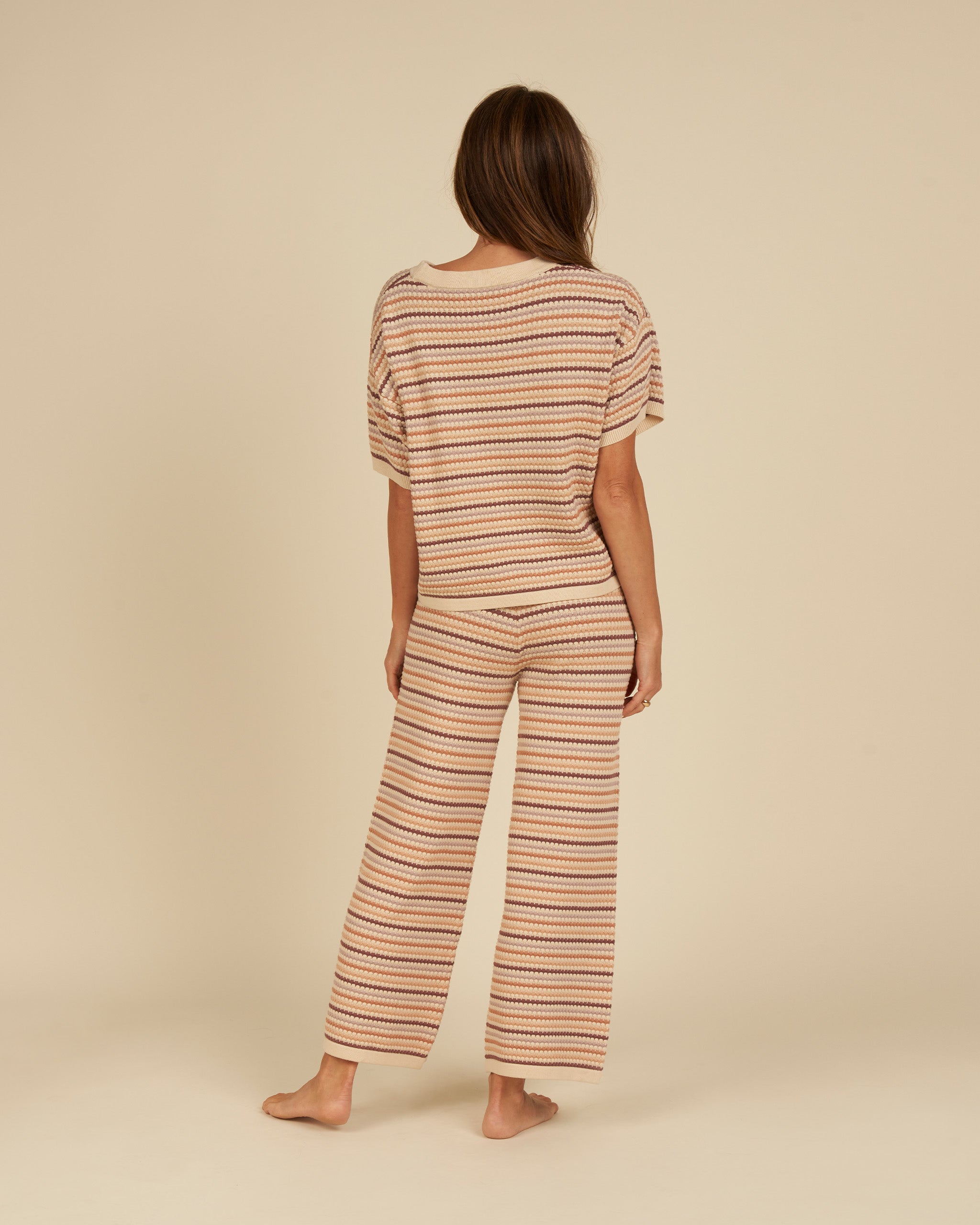 Knit Wide Leg Pant | Honeycomb Stripe - Rylee + Cru | Kids Clothes | Trendy Baby Clothes | Modern Infant Outfits |