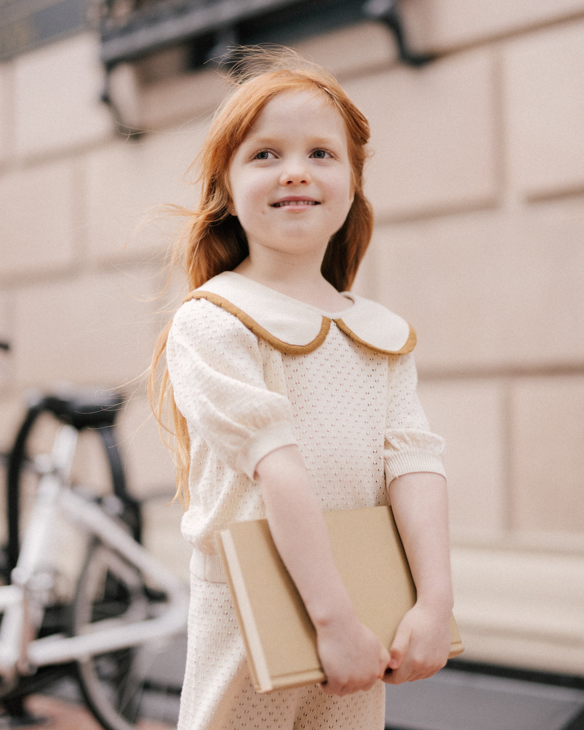 Haut à col en pointelle || Naturel