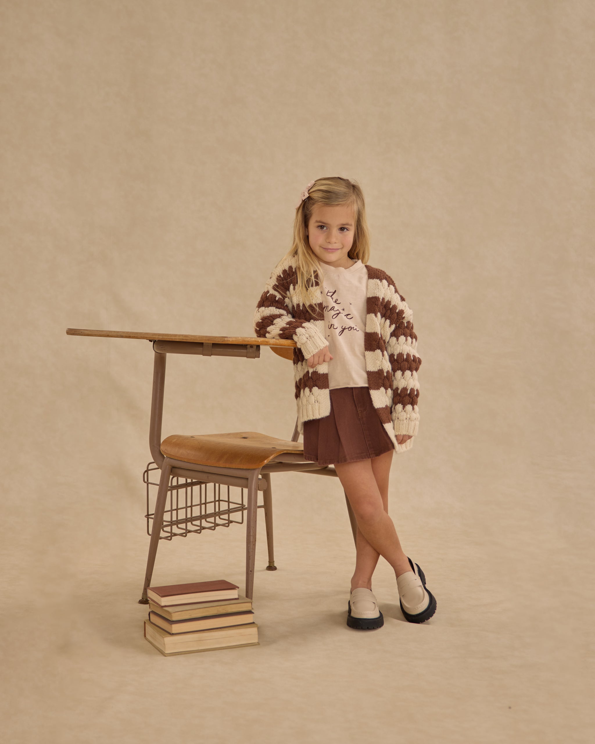 Pleated Denim Skirt || Washed Brown - Rylee + Cru | Kids Clothes | Trendy Baby Clothes | Modern Infant Outfits |