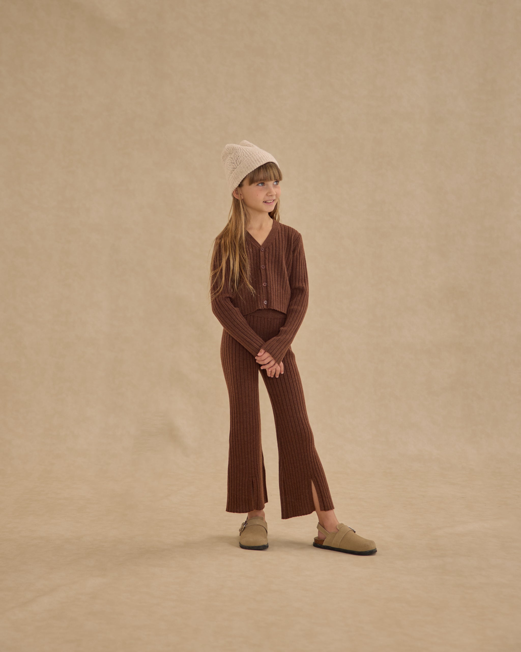 Long Sleeve Knit Button Top || Brown - Rylee + Cru | Kids Clothes | Trendy Baby Clothes | Modern Infant Outfits |