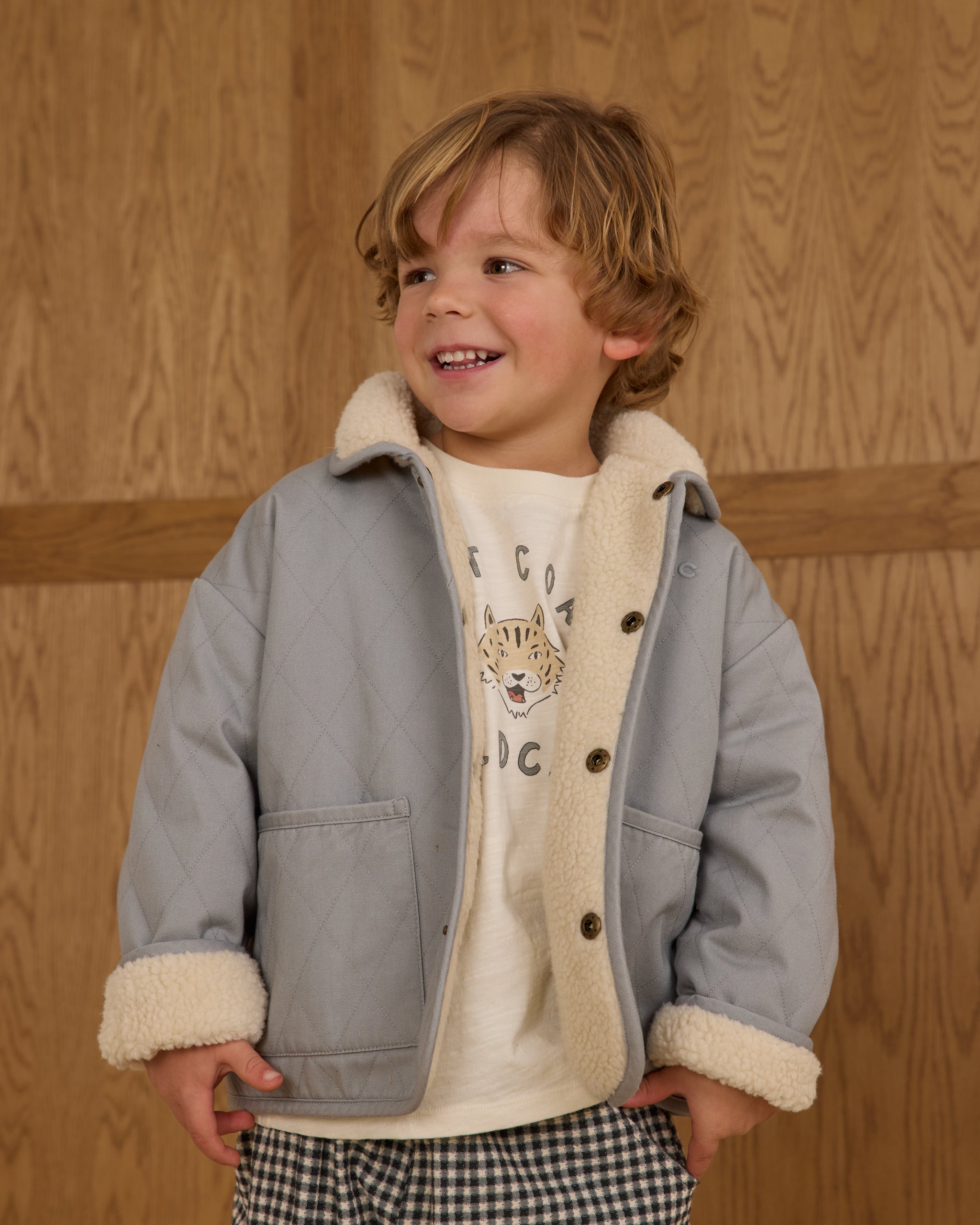 Quilted Winter Coat || Dusty Blue - Rylee + Cru | Kids Clothes | Trendy Baby Clothes | Modern Infant Outfits |