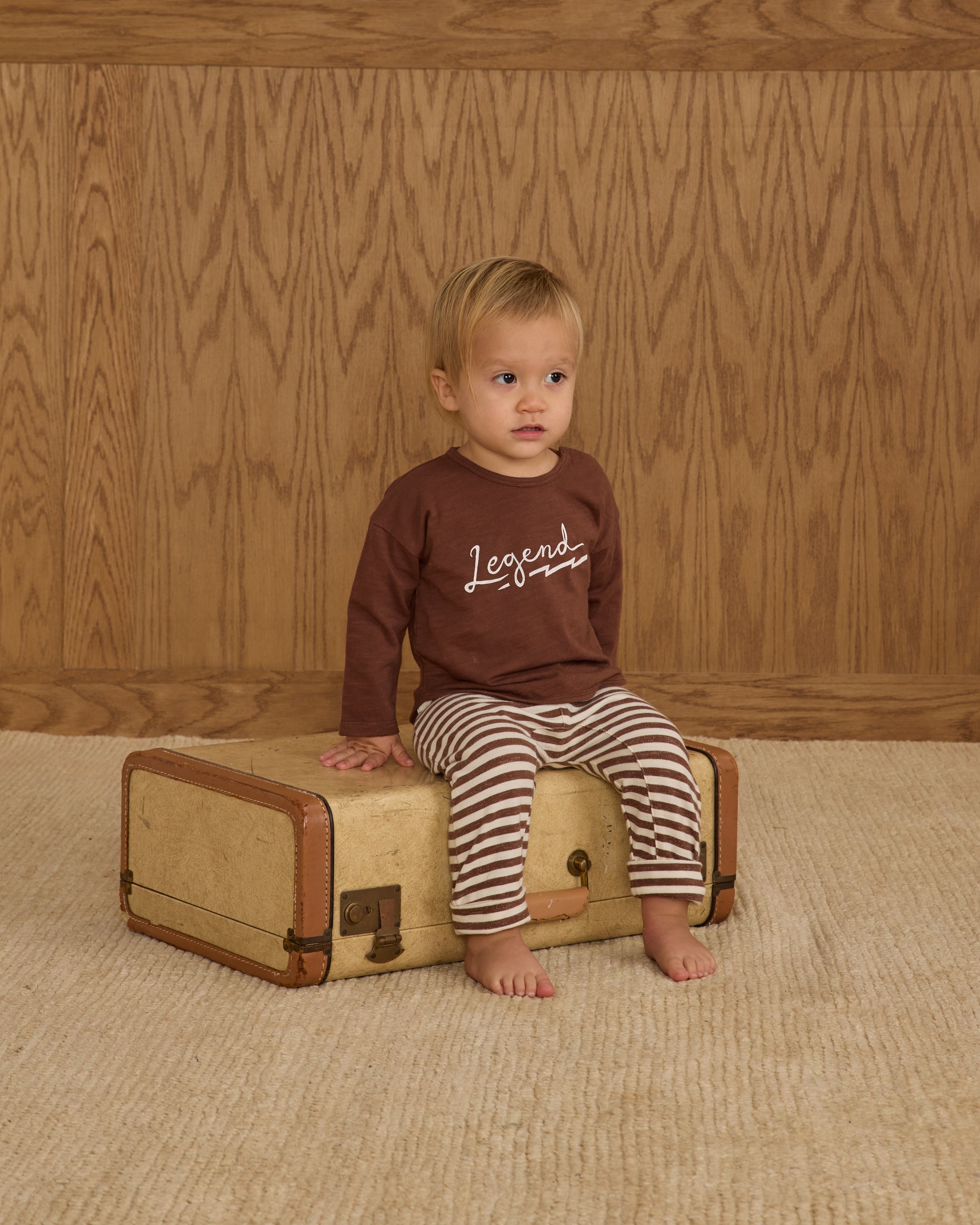 Baby Cru Pant || Brown Stripe - Rylee + Cru | Kids Clothes | Trendy Baby Clothes | Modern Infant Outfits |