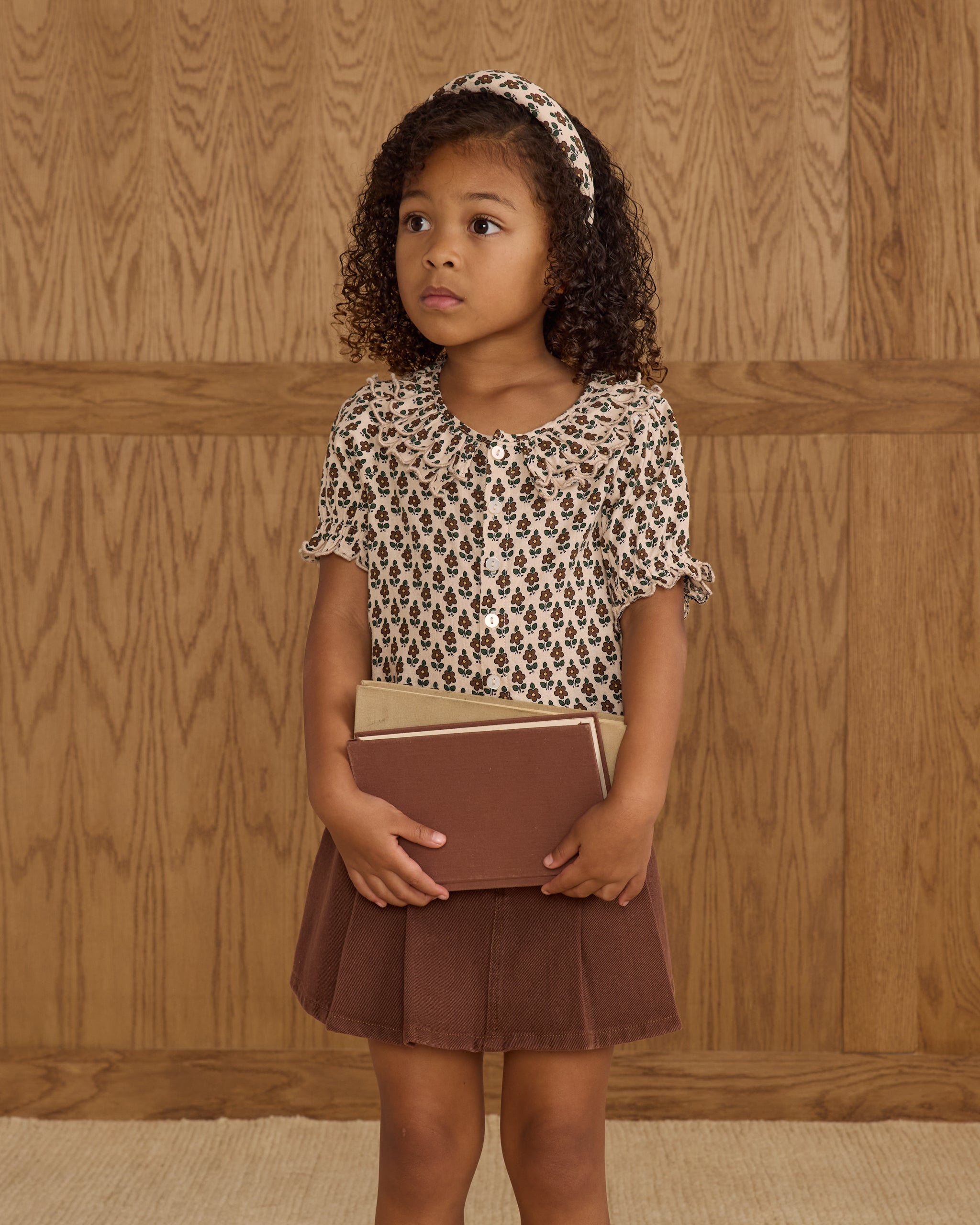 Pleated Denim Skirt || Washed Brown - Rylee + Cru | Kids Clothes | Trendy Baby Clothes | Modern Infant Outfits |