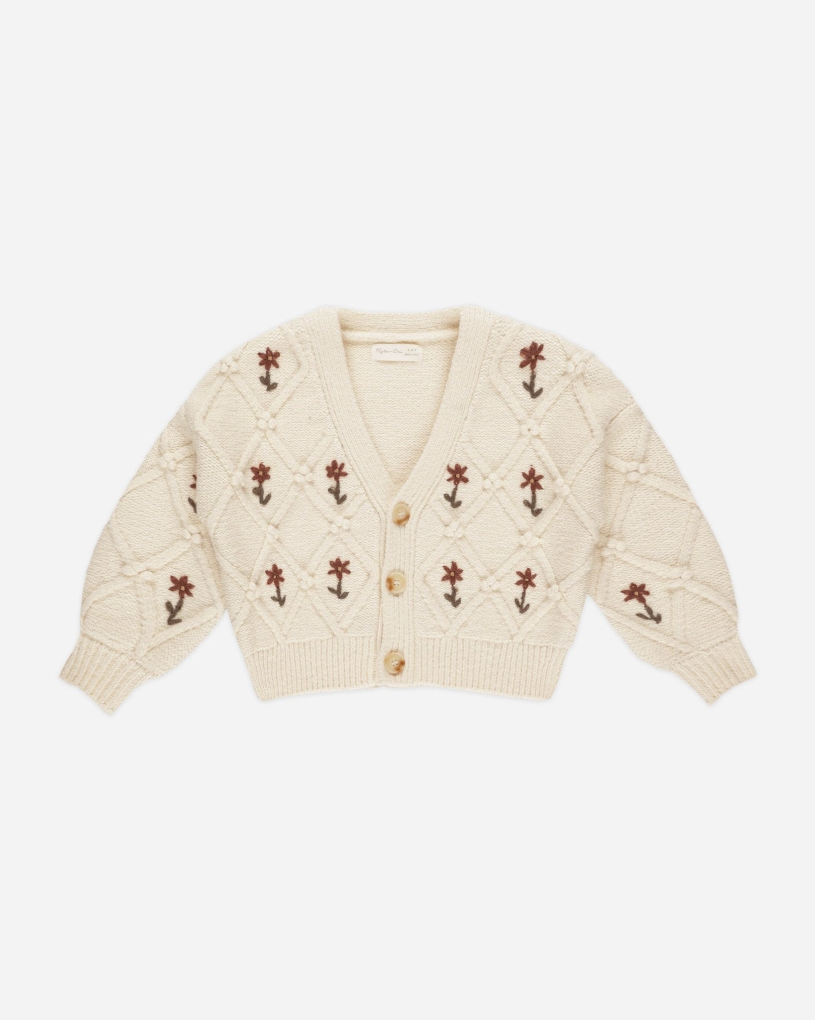 Boxy Cardigan Winter Floral Embroidery