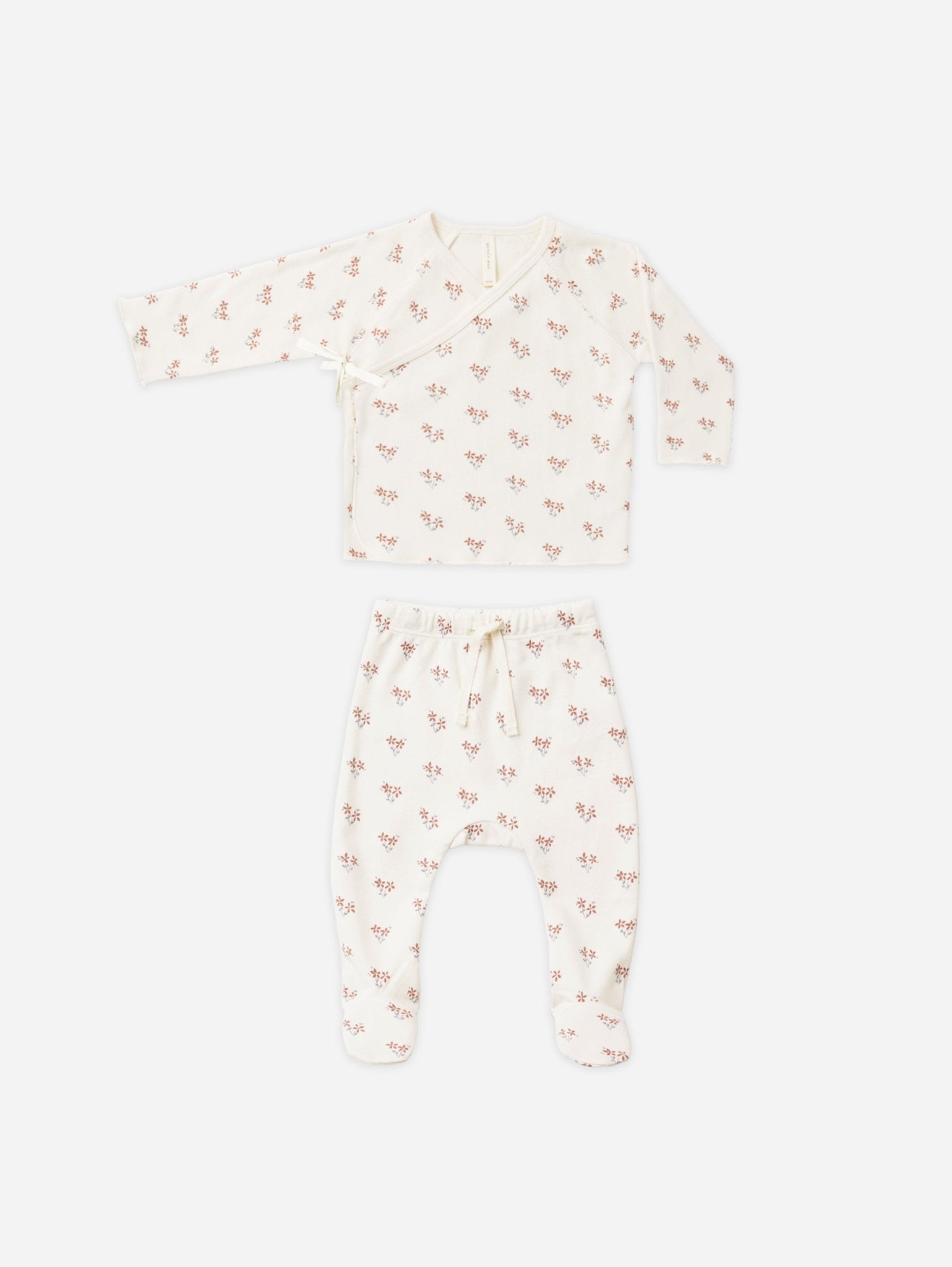 Quincy Mae Wrap Top + Footed Pant Set | Blush
