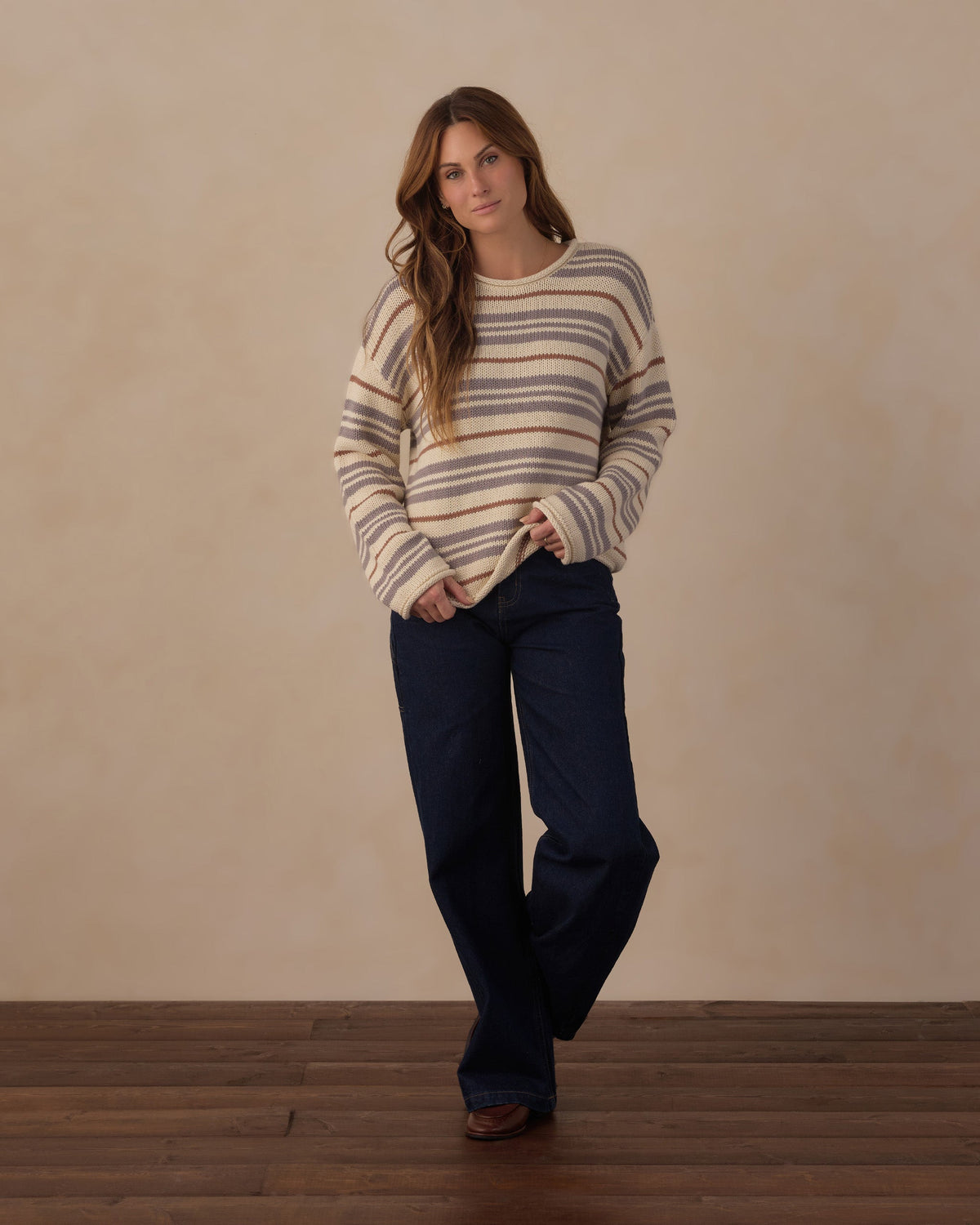 Women's Jacques Sweater Dusty Blue Stripe - Rylee + Cru | Kids Clothes | Trendy Baby Clothes | Modern Infant Outfits |