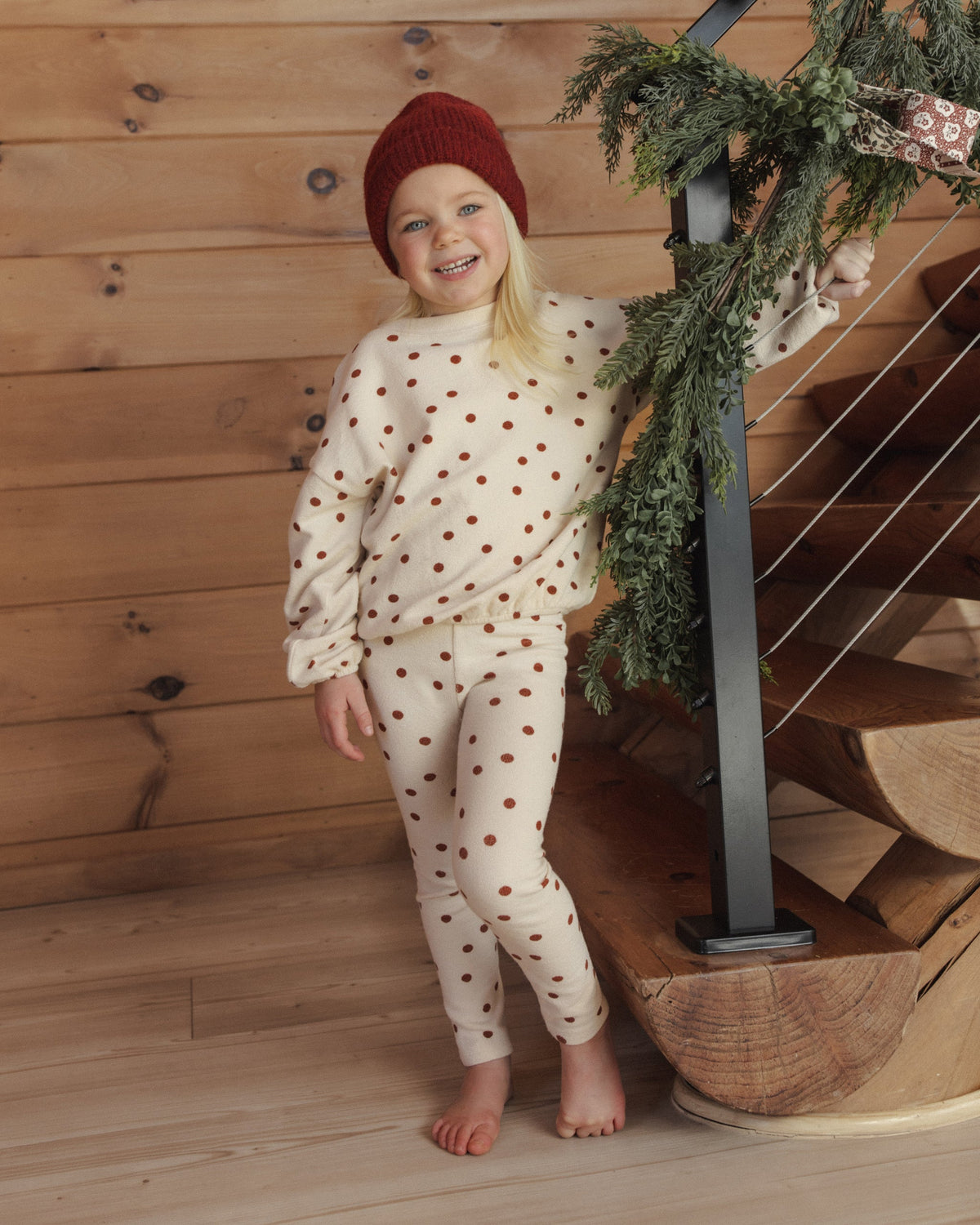 Spongey Knit Set Ruby Dots - Rylee + Cru | Kids Clothes | Trendy Baby Clothes | Modern Infant Outfits |
