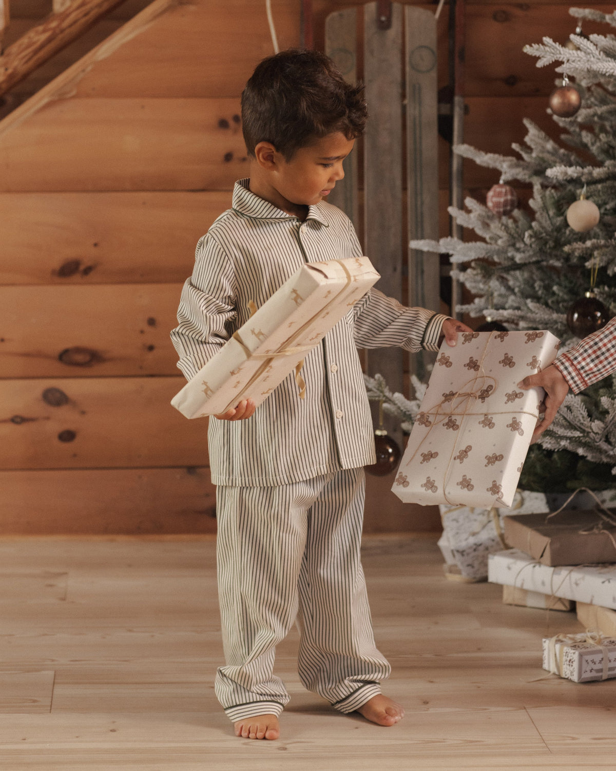 Long Sleeve Pajamas Evergreen Stripe - Rylee + Cru | Kids Clothes | Trendy Baby Clothes | Modern Infant Outfits |