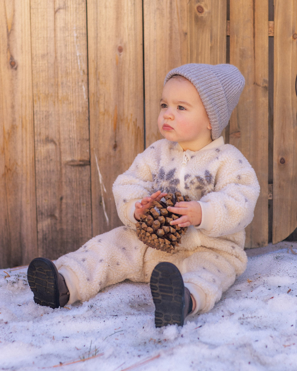 Shearling Baby Jumpsuit Natural Fair Isle - Rylee + Cru | Kids Clothes | Trendy Baby Clothes | Modern Infant Outfits |