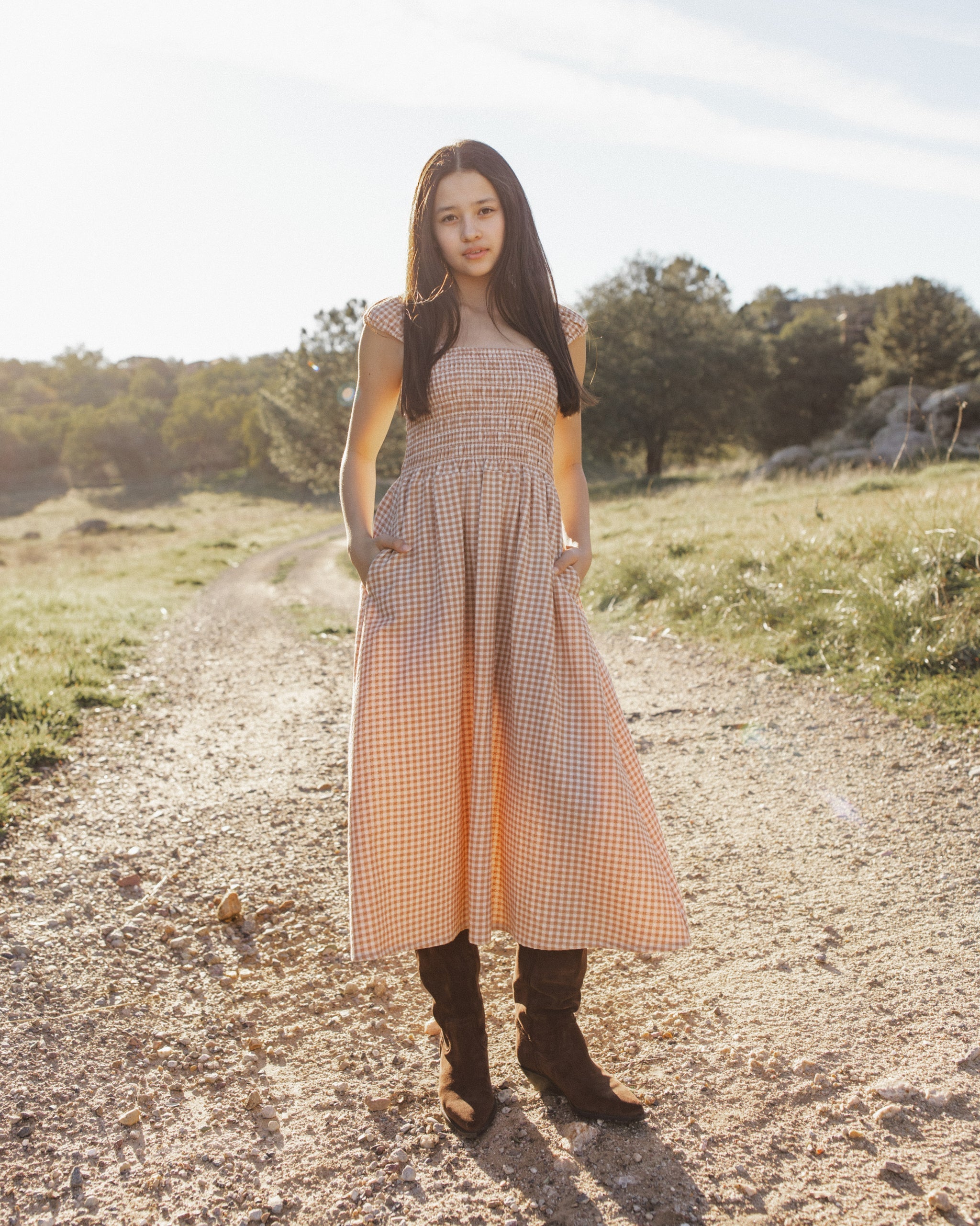 Teen Jess Dress Fawn Gingham - Rylee + Cru | Kids Clothes | Trendy Baby Clothes | Modern Infant Outfits |