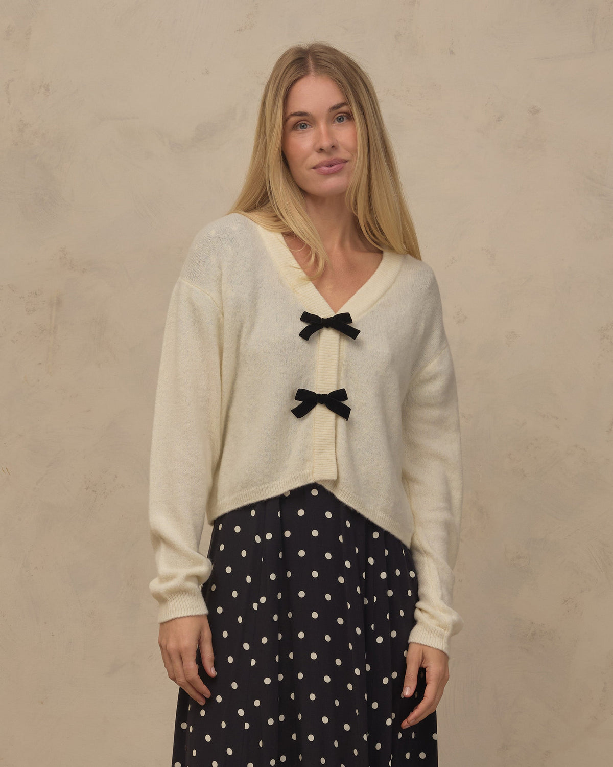Women's Bow Cardigan Ivory