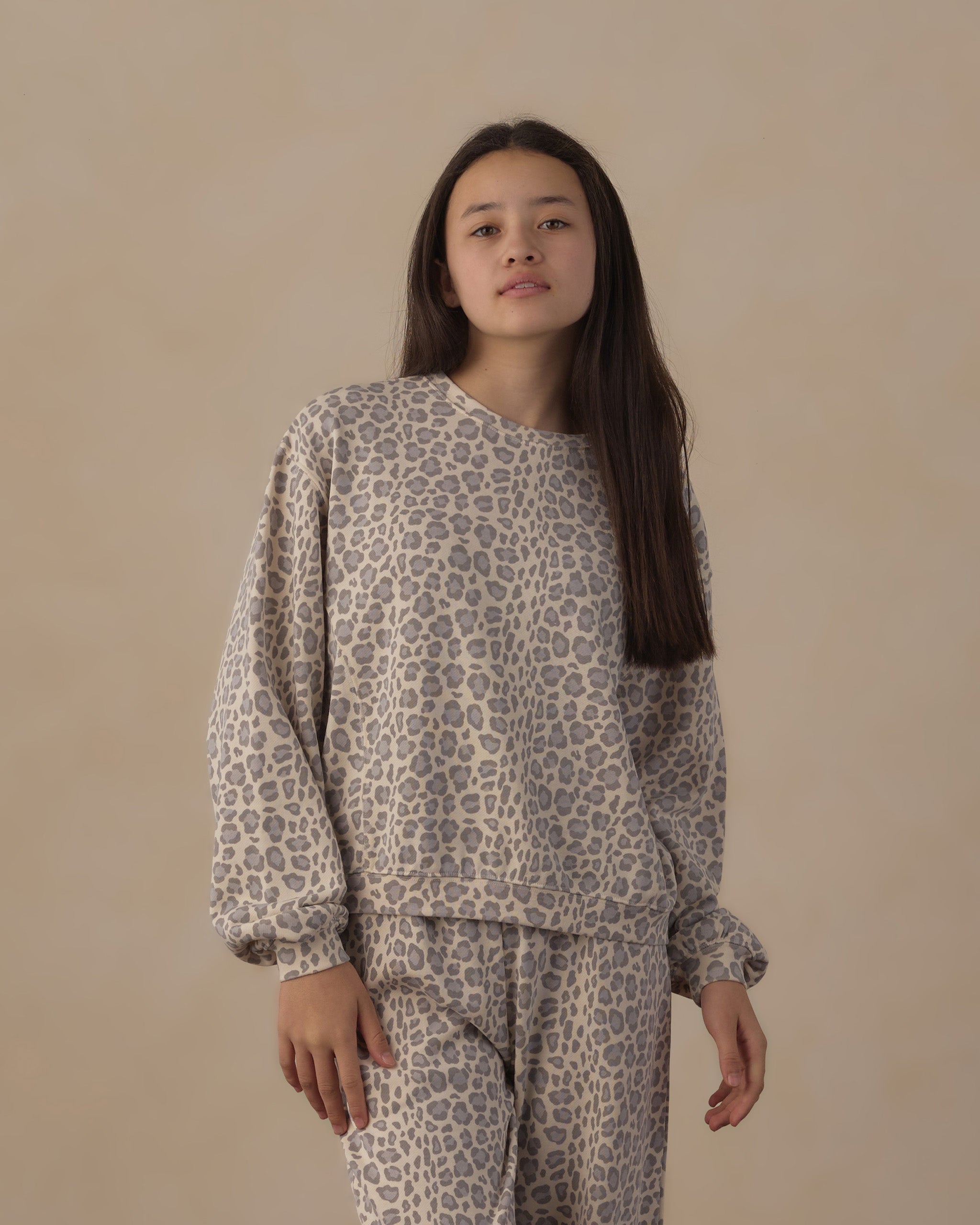 Teen Oversized Sweatshirt Blue Leopard - Rylee + Cru | Kids Clothes | Trendy Baby Clothes | Modern Infant Outfits |