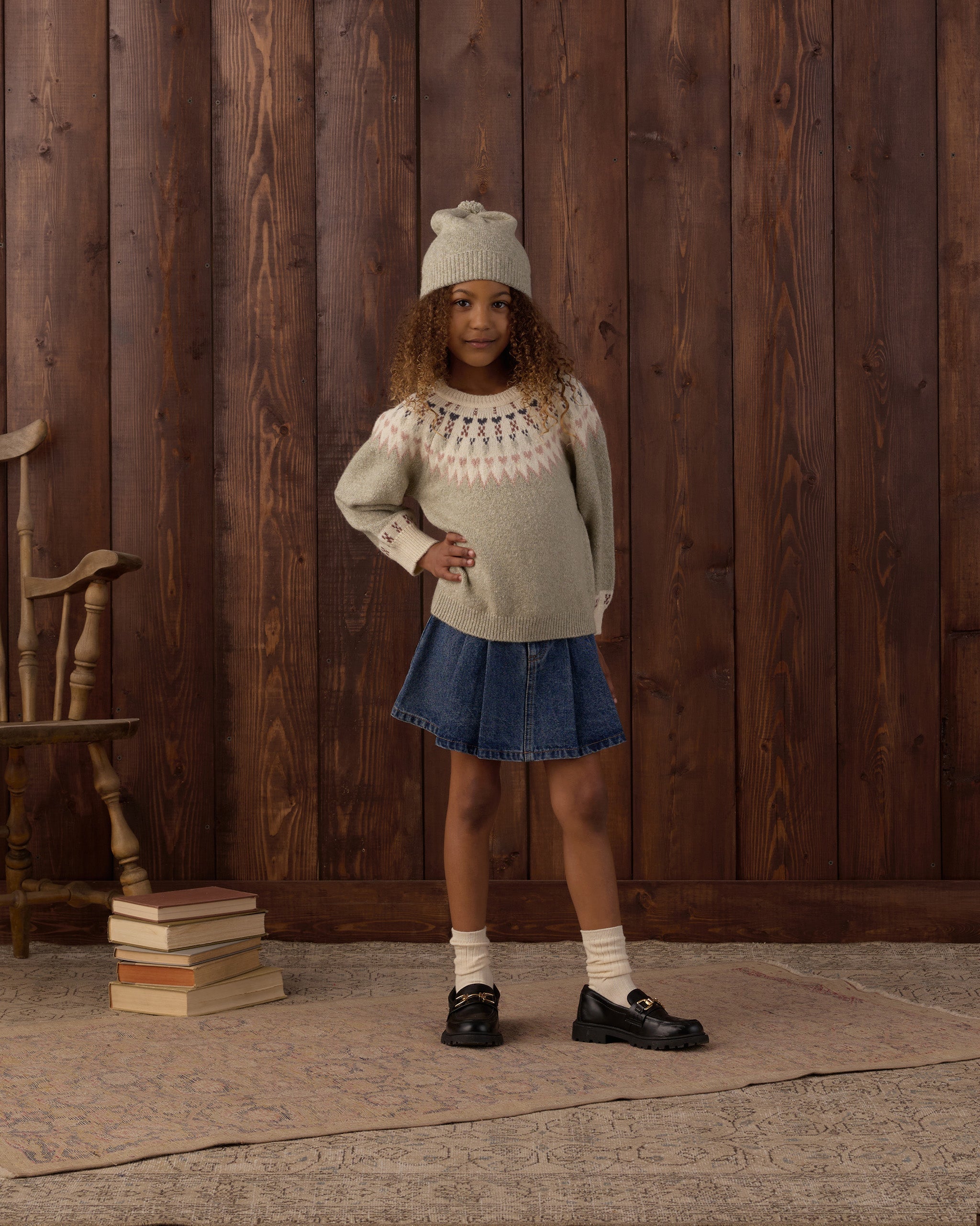 Pleated Denim Skirt Indigo - Rylee + Cru | Kids Clothes | Trendy Baby Clothes | Modern Infant Outfits |