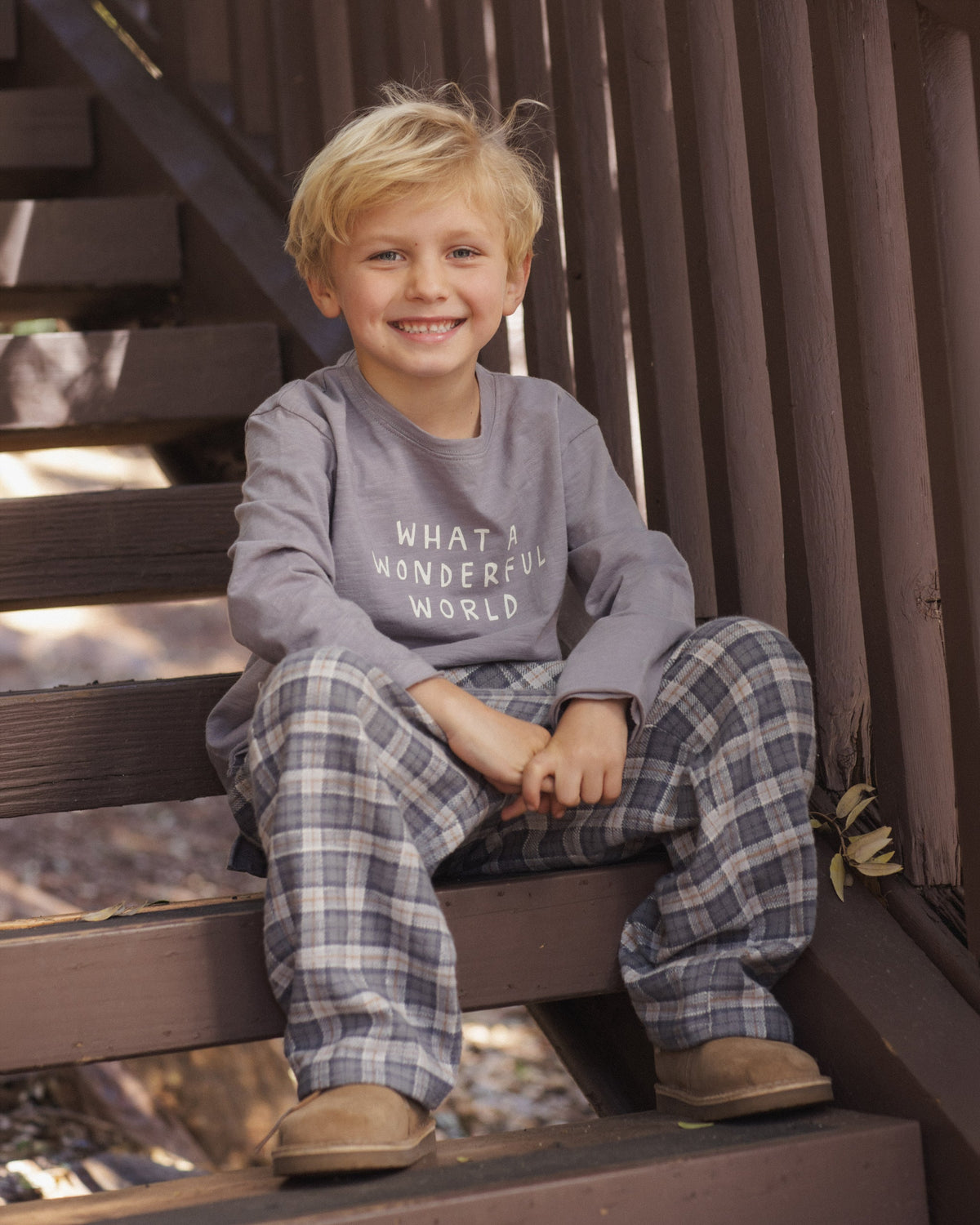 Raw Edge Long Sleeve Tee Wonderful World - Rylee + Cru | Kids Clothes | Trendy Baby Clothes | Modern Infant Outfits |