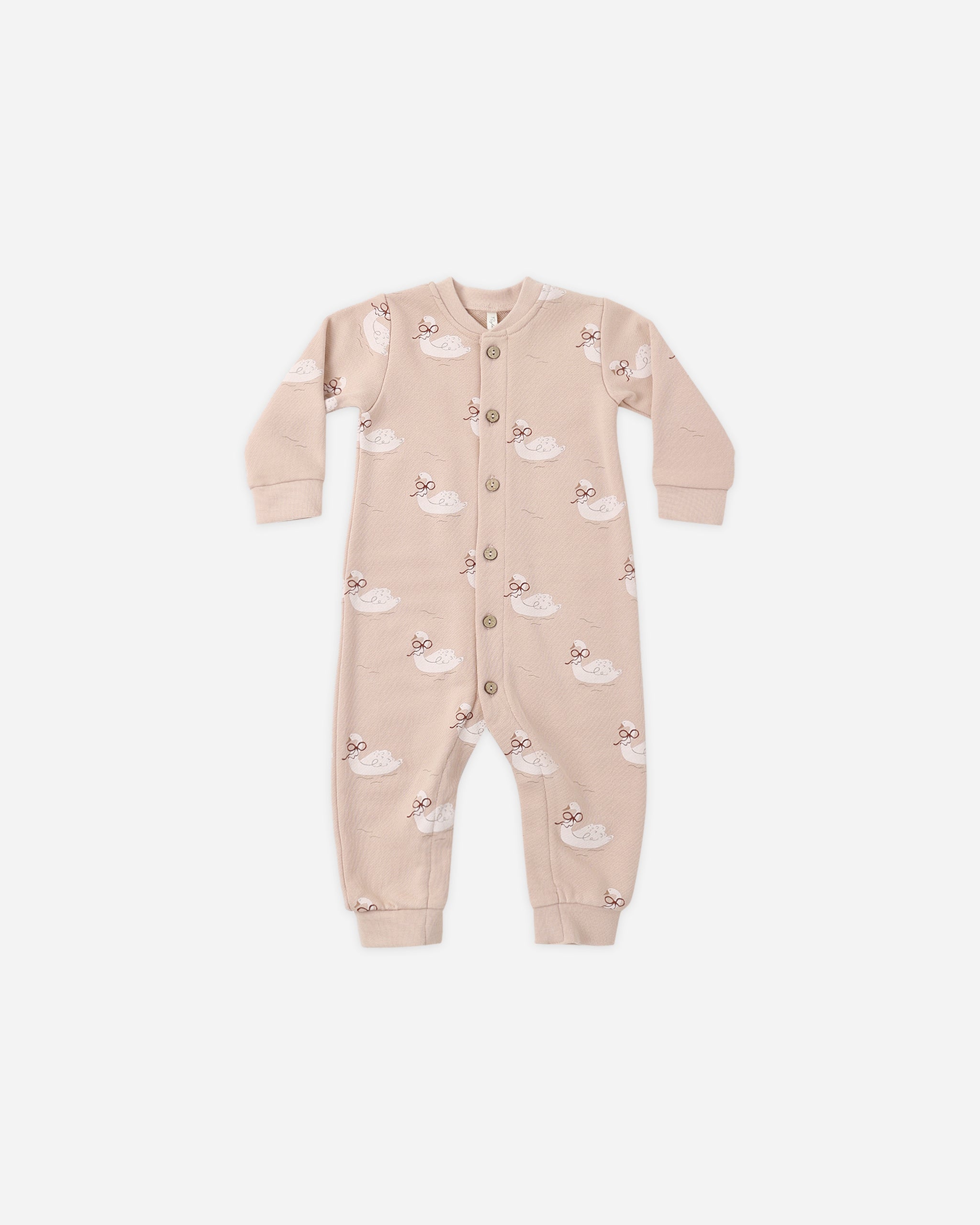 Button Down Jumpsuit Swans - Rylee + Cru | Kids Clothes | Trendy Baby Clothes | Modern Infant Outfits |