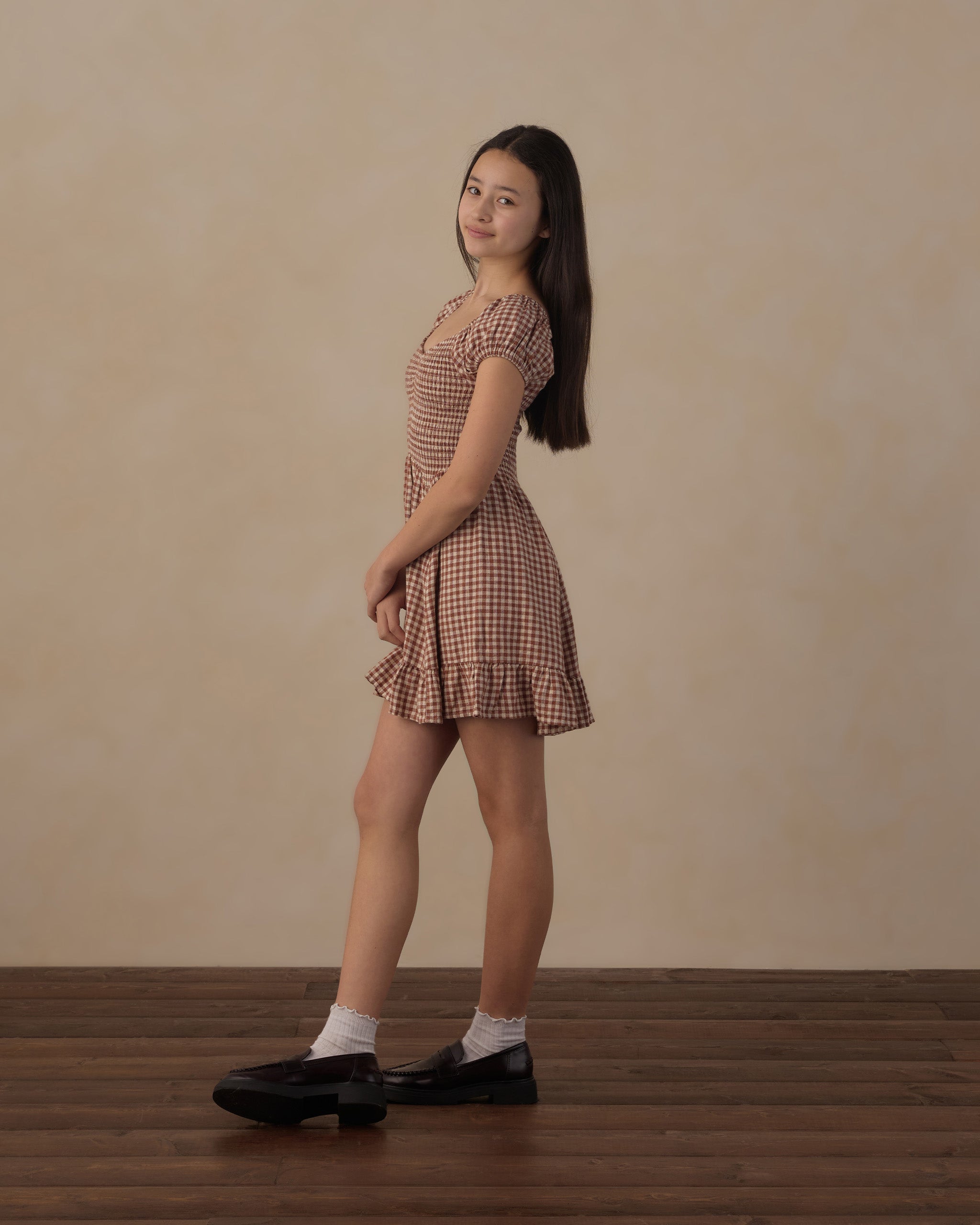 Teen Stella Dress Brick Check - Rylee + Cru | Kids Clothes | Trendy Baby Clothes | Modern Infant Outfits |