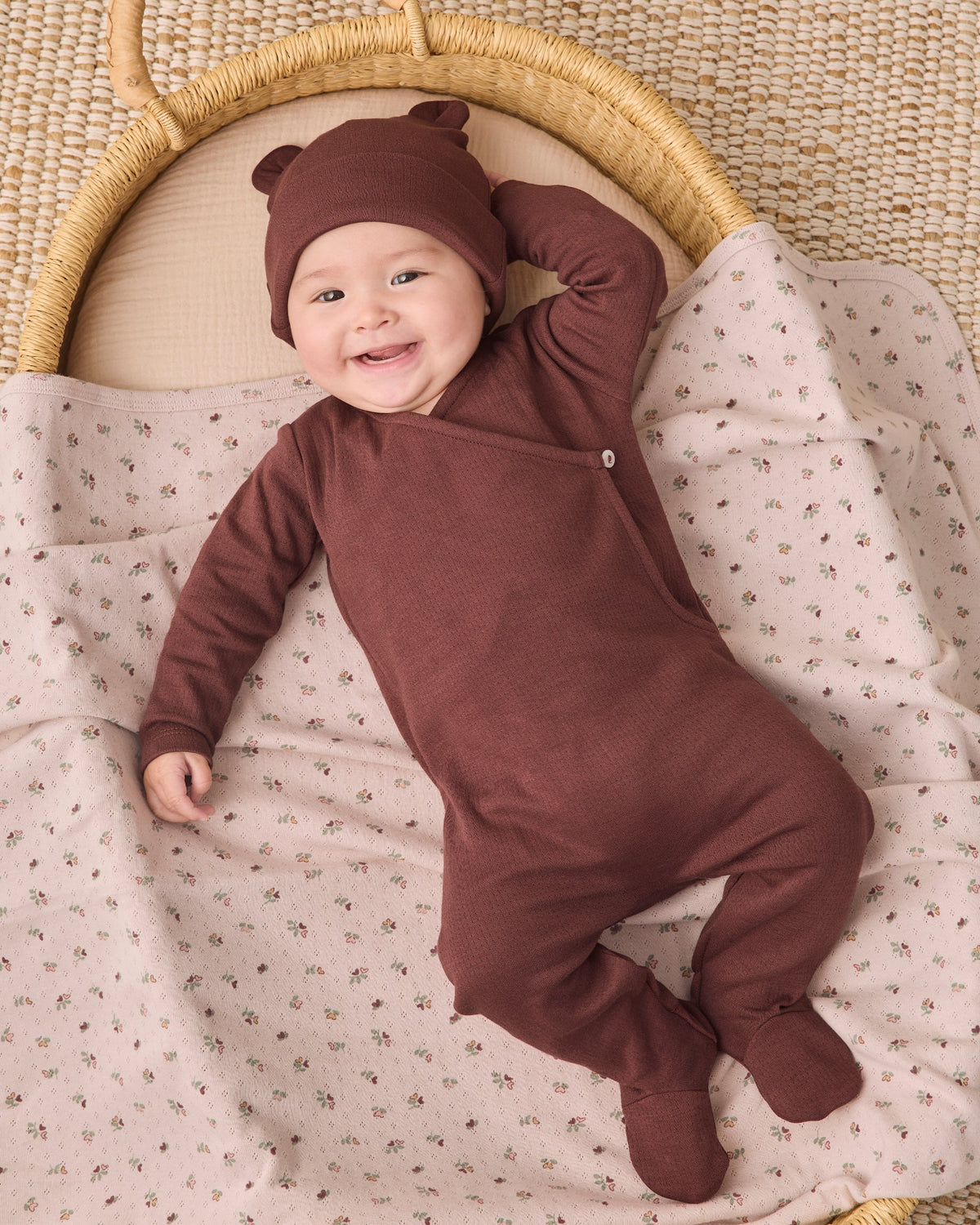 Baby Bear Beanie Black Cherry - Rylee + Cru | Kids Clothes | Trendy Baby Clothes | Modern Infant Outfits |