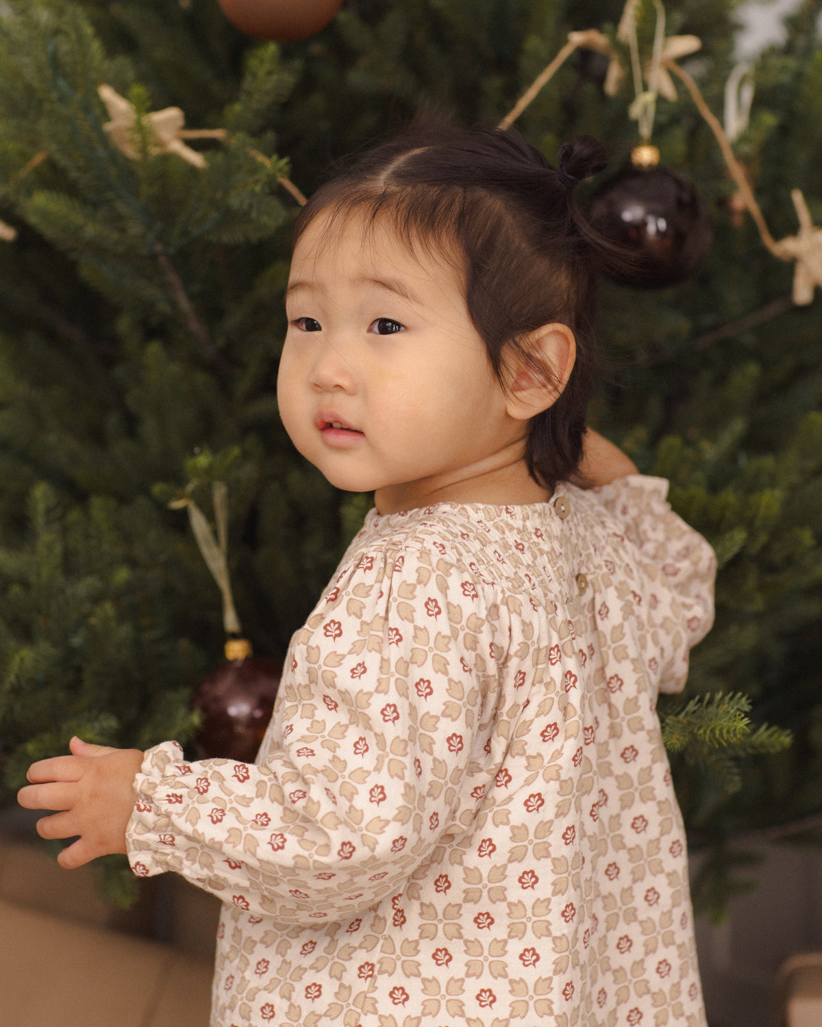 V Smocked Dress Winter Rose - Rylee + Cru | Kids Clothes | Trendy Baby Clothes | Modern Infant Outfits |