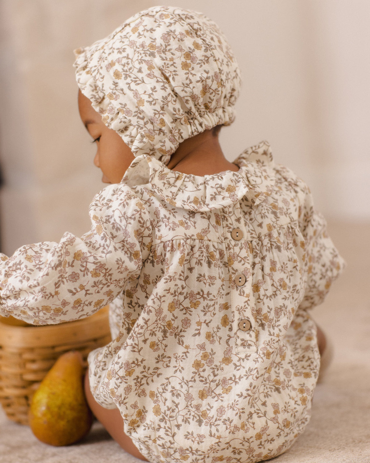 Woven Ruffle Bonnet Posy - Rylee + Cru | Kids Clothes | Trendy Baby Clothes | Modern Infant Outfits |
