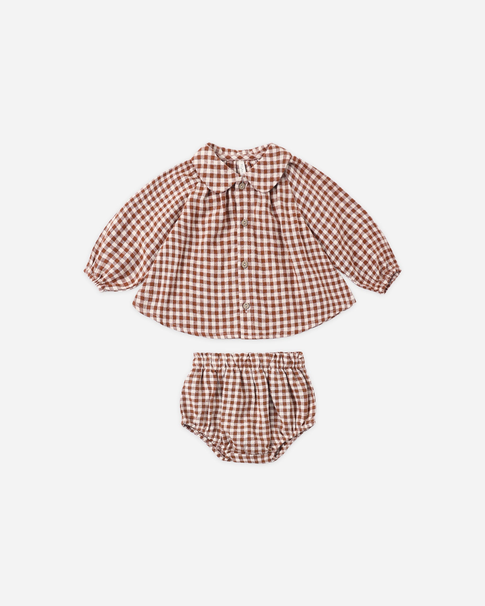 Nellie Set Brick Check - Rylee + Cru | Kids Clothes | Trendy Baby Clothes | Modern Infant Outfits |