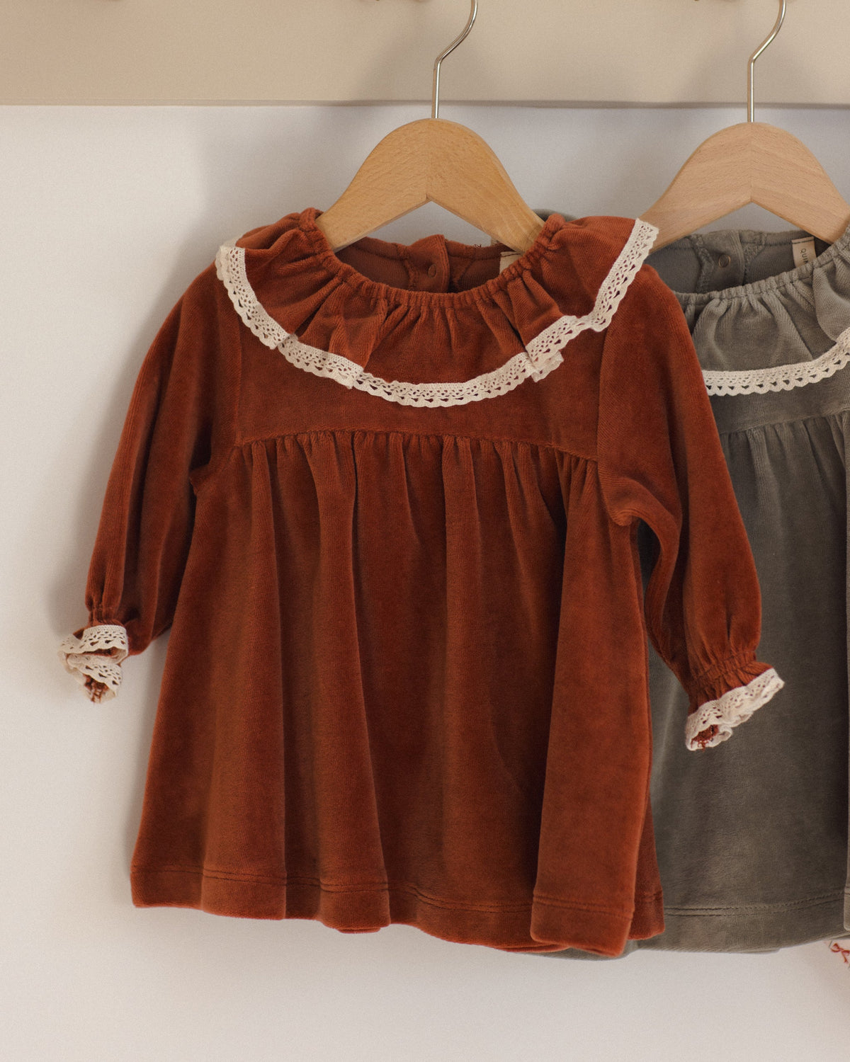 Velour Baby Dress Redwood - Rylee + Cru | Kids Clothes | Trendy Baby Clothes | Modern Infant Outfits |