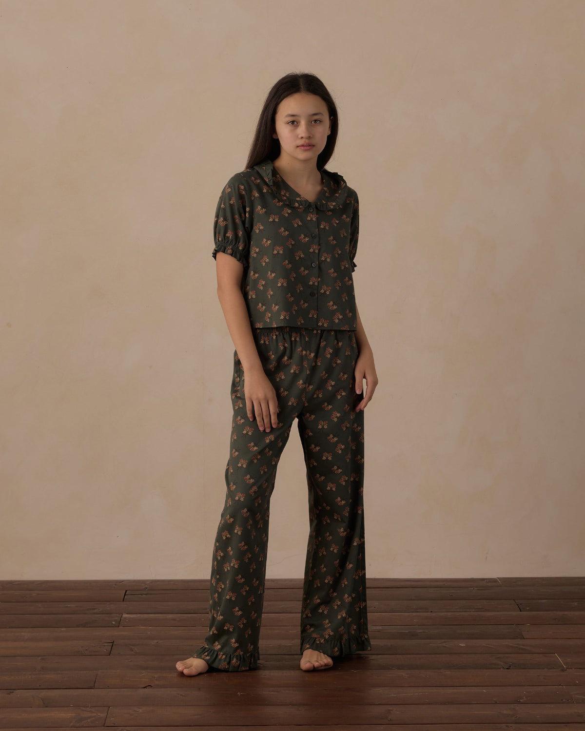Teen Ruffle Pajamas Evergreen Bouquet - Rylee + Cru | Kids Clothes | Trendy Baby Clothes | Modern Infant Outfits |