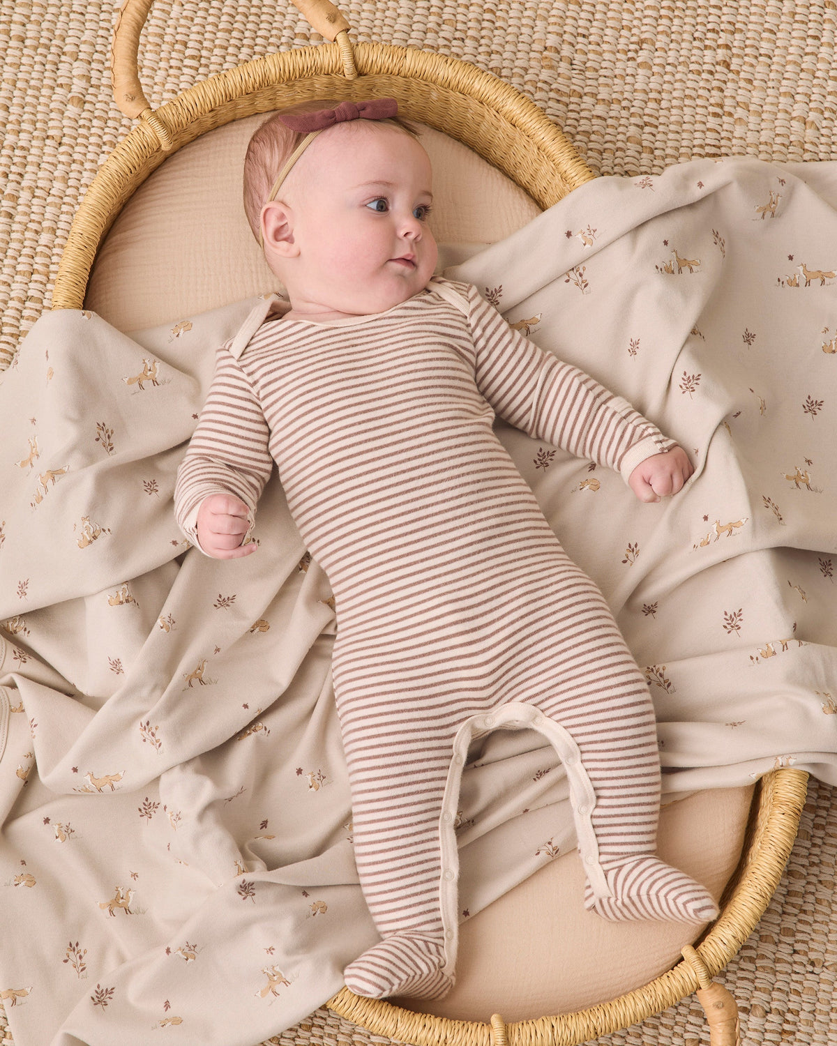 Baby Footie Cocoa Microstripe - Rylee + Cru | Kids Clothes | Trendy Baby Clothes | Modern Infant Outfits |