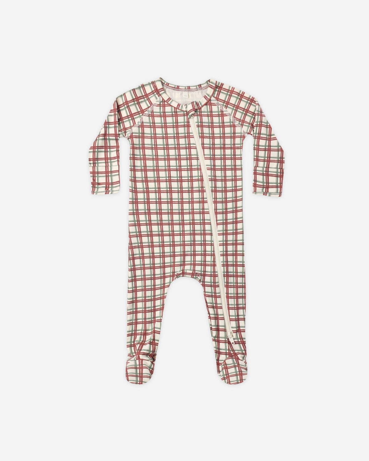 Bamboo Zip Footie Redwood Check - Rylee + Cru | Kids Clothes | Trendy Baby Clothes | Modern Infant Outfits |