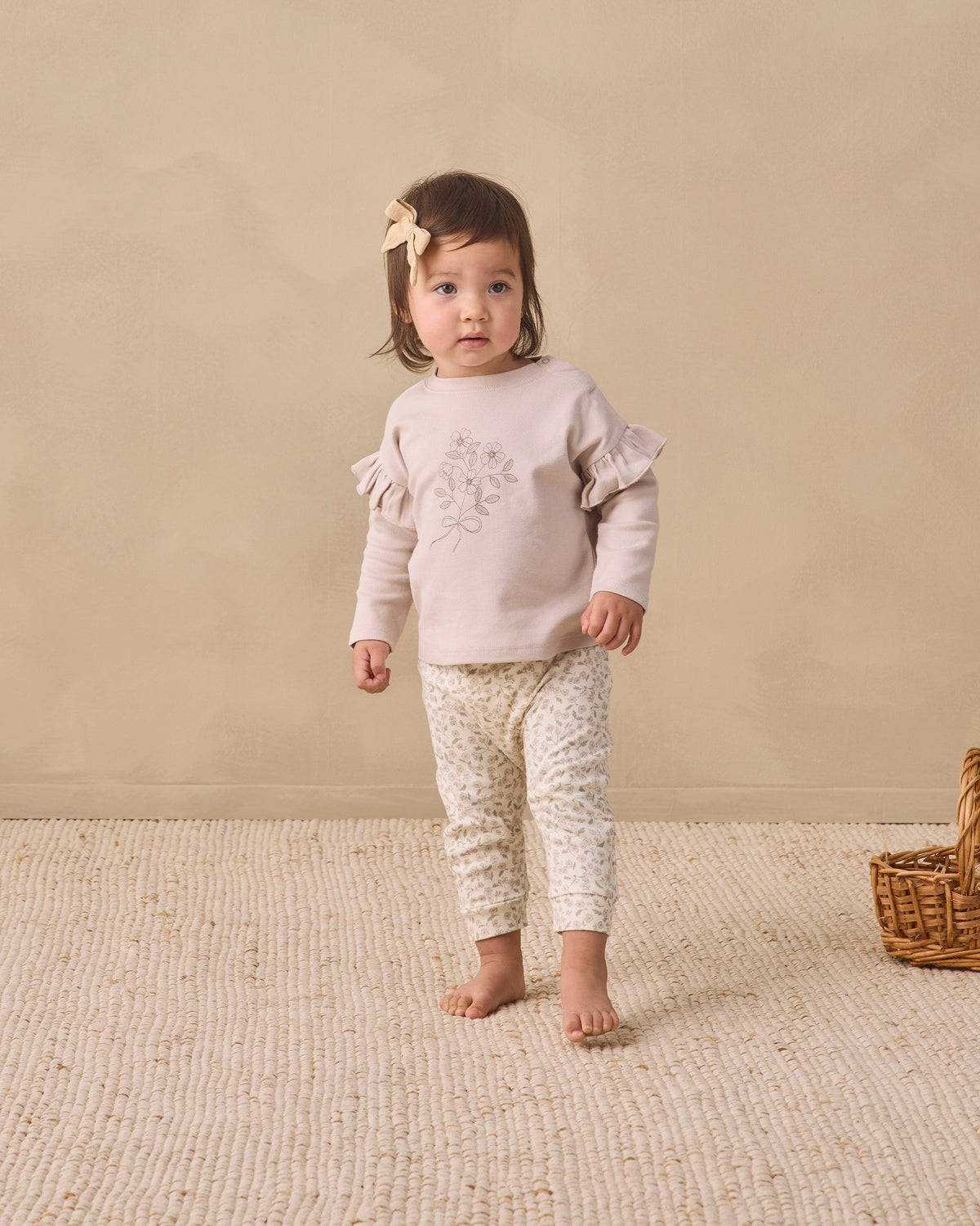 Ruffle Long Sleeve Tee Fleur - Rylee + Cru | Kids Clothes | Trendy Baby Clothes | Modern Infant Outfits |