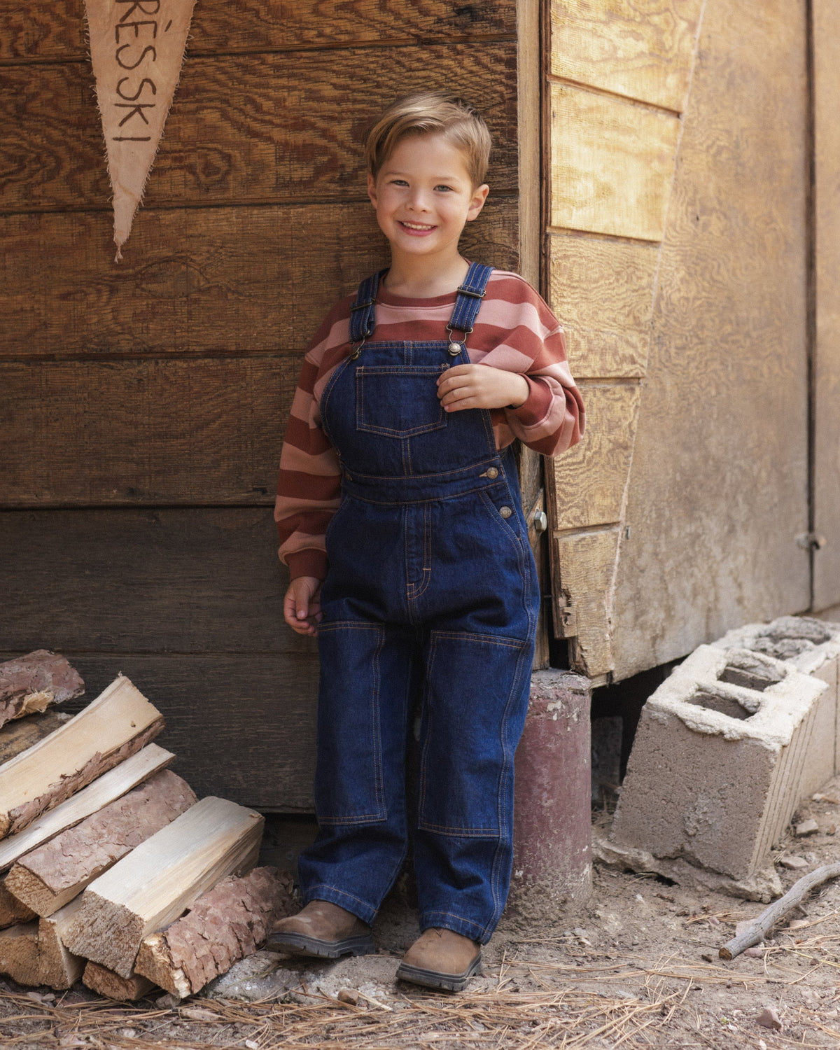 Utility Overall Dark Indigo - Rylee + Cru | Kids Clothes | Trendy Baby Clothes | Modern Infant Outfits |