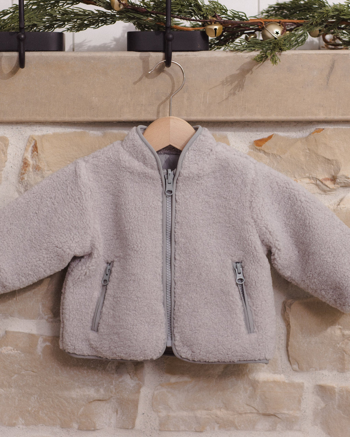 Shearling Zip Jacket Fog - Rylee + Cru | Kids Clothes | Trendy Baby Clothes | Modern Infant Outfits |