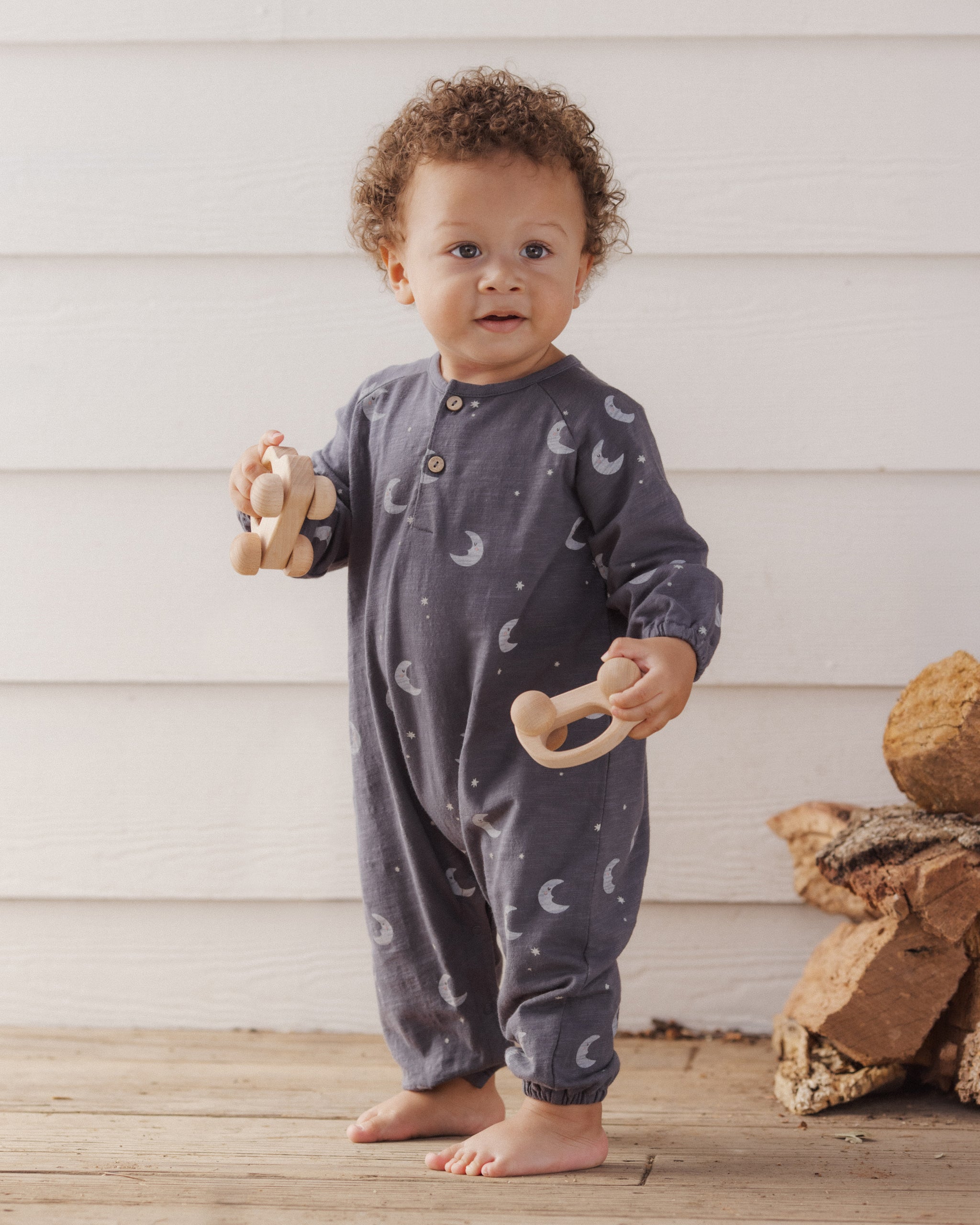 Henley Jumpsuit Moons - Rylee + Cru | Kids Clothes | Trendy Baby Clothes | Modern Infant Outfits |