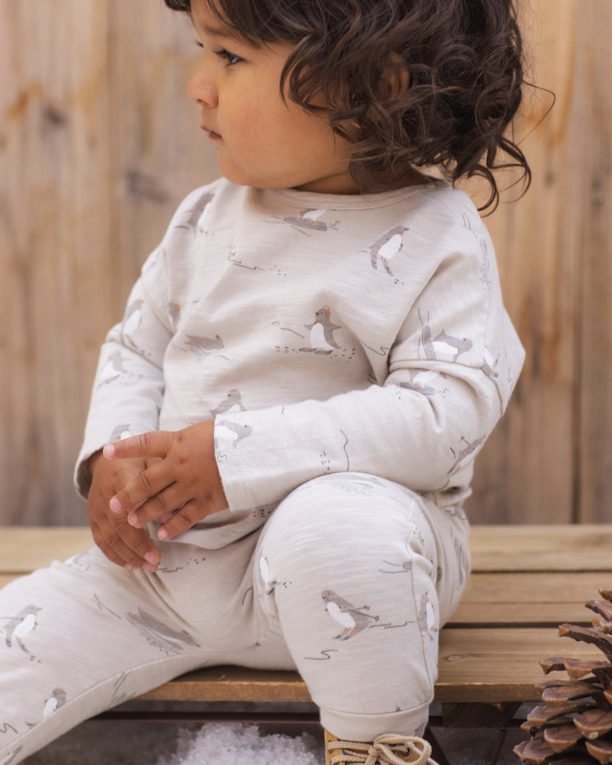 Long Sleeve Tee + Pant Set Skiing Penguins - Rylee + Cru | Kids Clothes | Trendy Baby Clothes | Modern Infant Outfits |