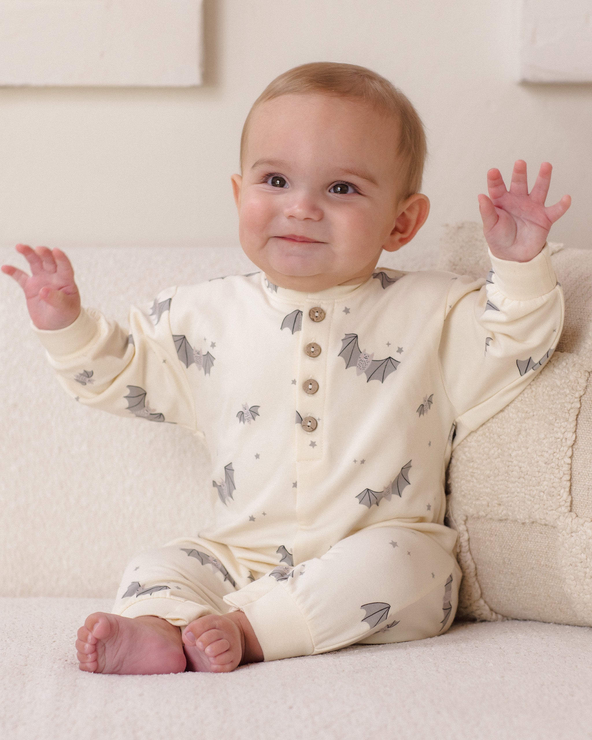 Relaxed Fleece Jumpsuit Baby Bats - Rylee + Cru | Kids Clothes | Trendy Baby Clothes | Modern Infant Outfits |